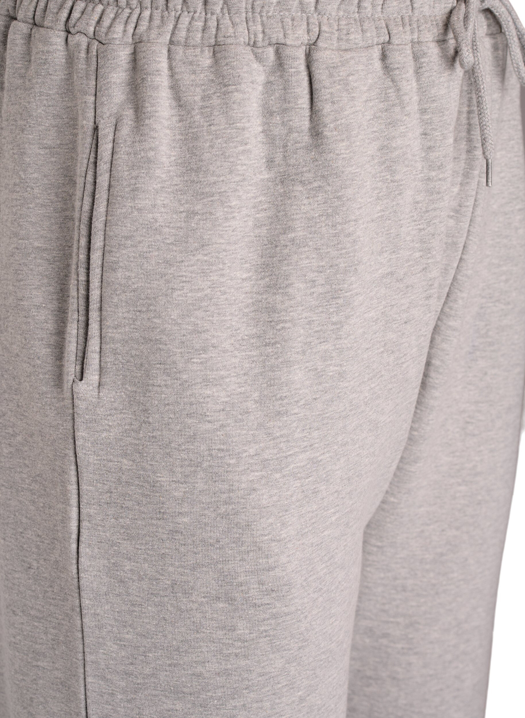 Zizzi Pantalon de jogging taille haute avec int&eacute;rieur bross&eacute;, Gris, Packshot image number 2
