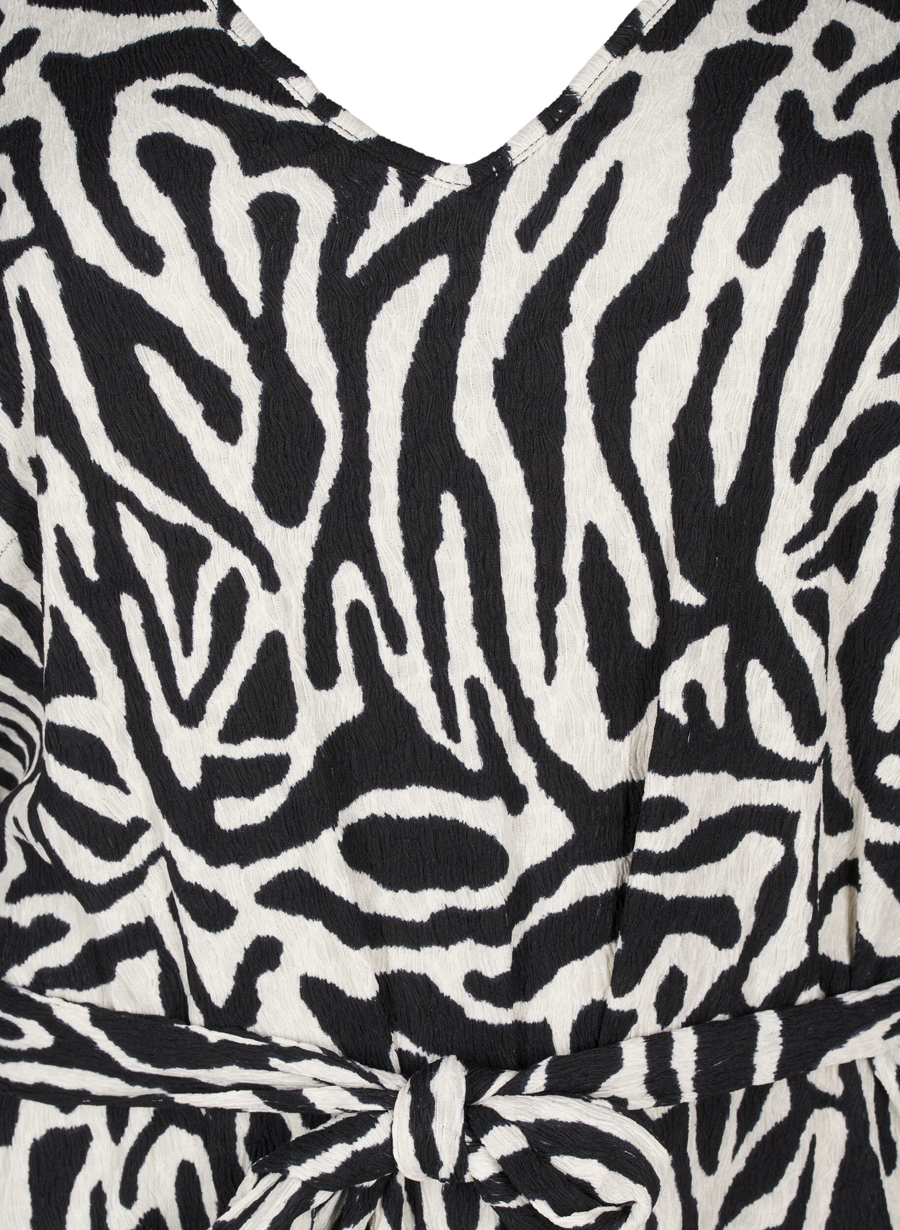 Zizzi Kleid mit 3/4-&Auml;rmeln und Zebraprint, Schwarz, Packshot image number 2