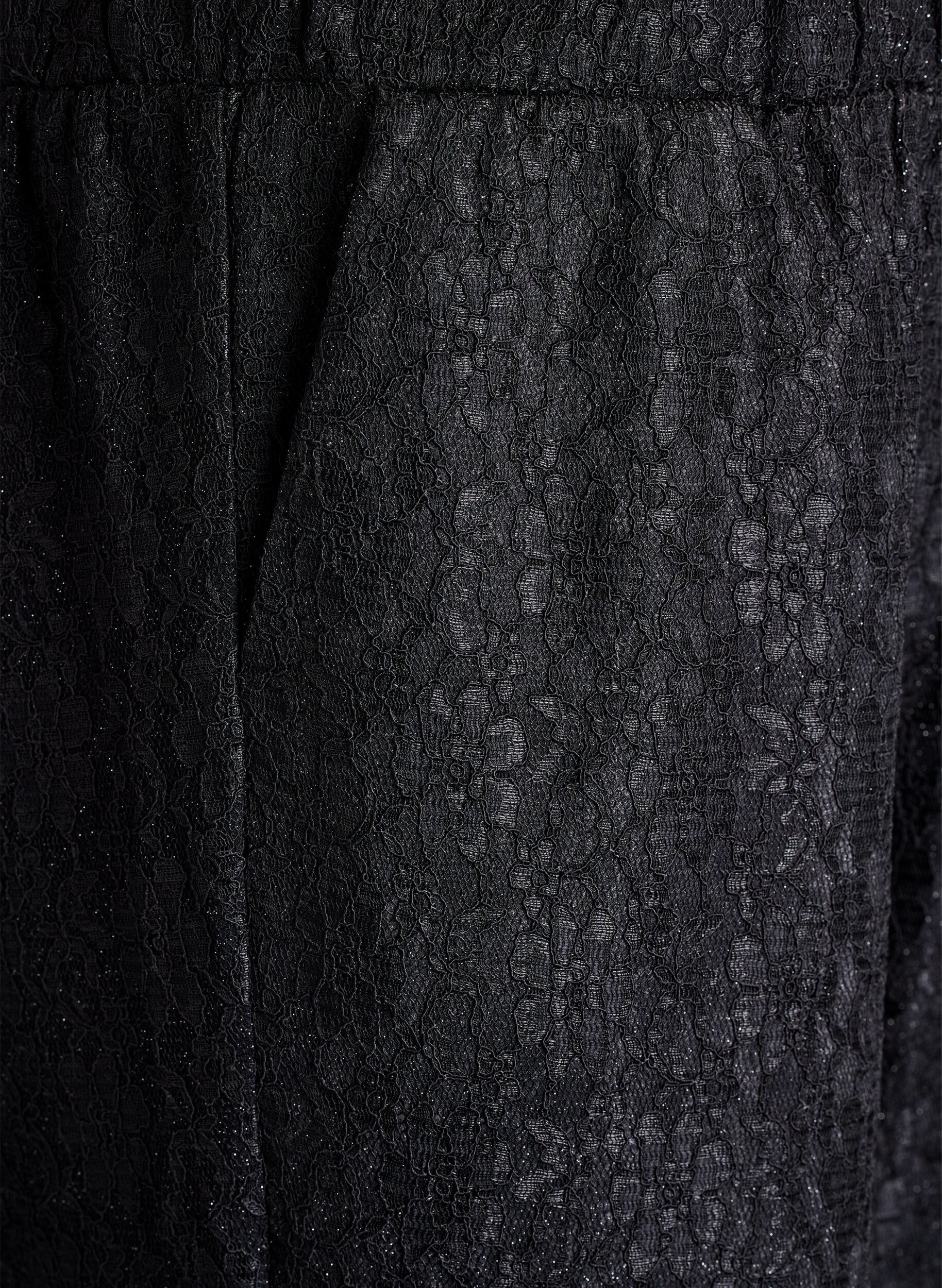 Zizzi Pantalon avec texture dentelle et fil scintillant, Noir, Packshot image number 2