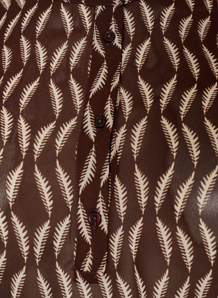 Blouse avec imprim&eacute; int&eacute;gral et patte de boutonnage courte, Marron, Packshot image number 2
