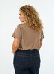 T-Shirt aus Baumwolle mit Frontprint und V-Ausschnitt, Braun, Model image number 2