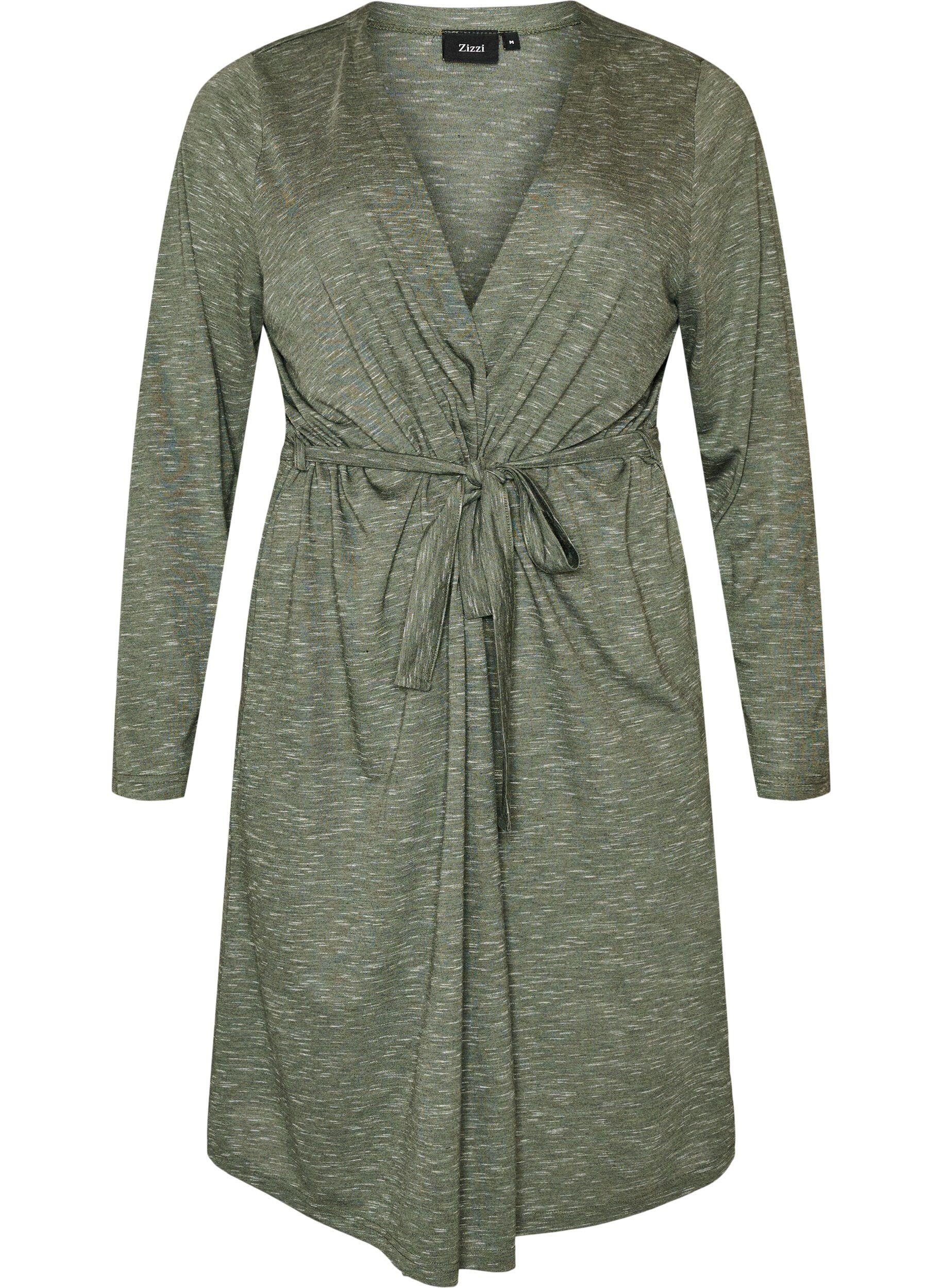Cardigan long en jersey avec ceinture &agrave; nouer