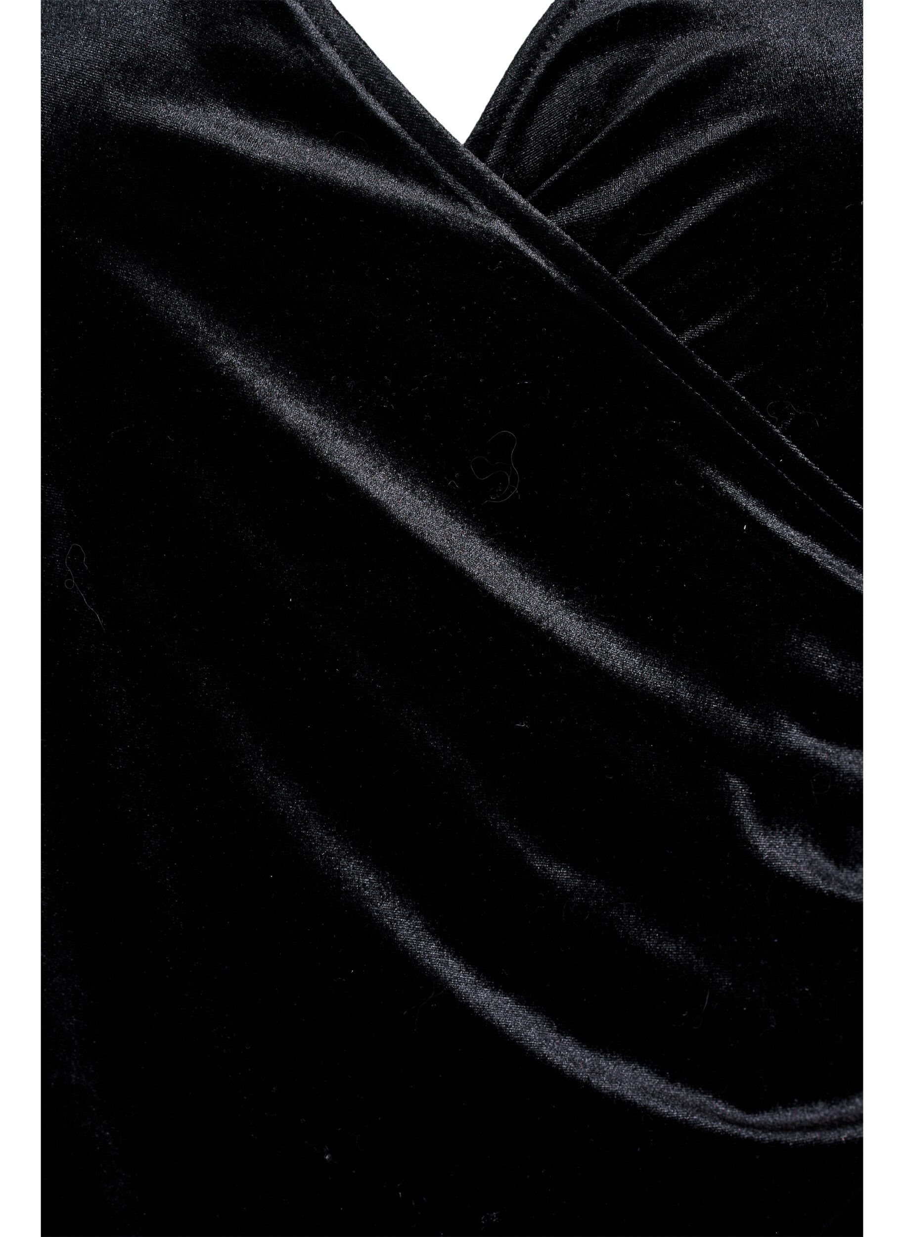 Zizzi Robe courte en velours avec effet portefeuille, Noir, Packshot image number 2