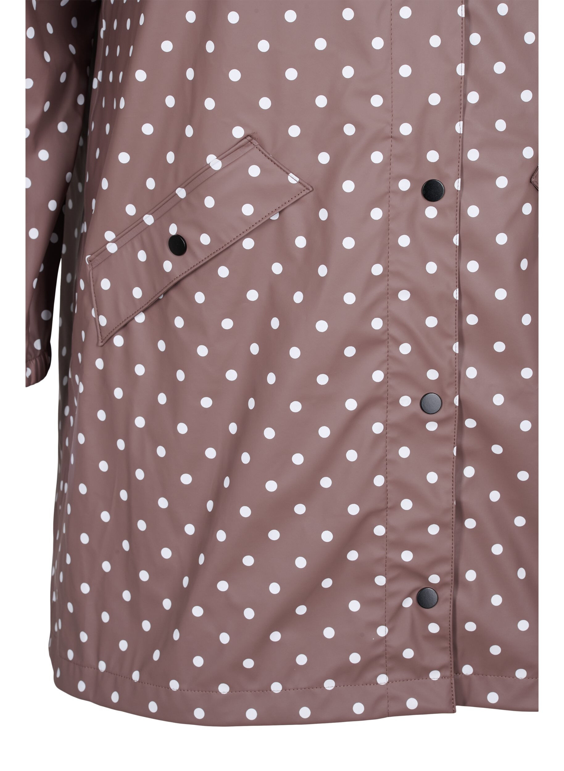 Zizzi Veste de pluie &agrave; pois avec capuche, Iron W/White dot, Packshot image number 3