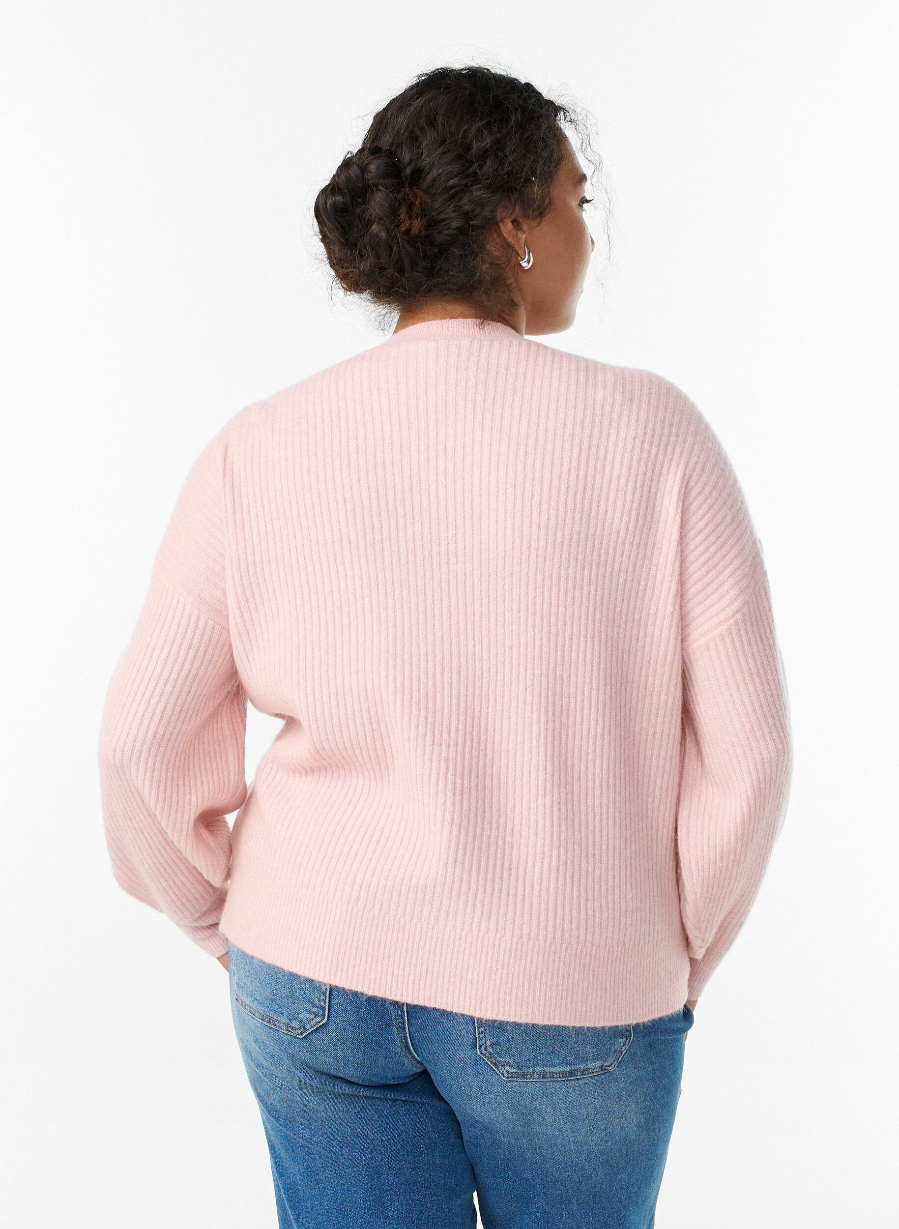 Zizzi Cardigan en tricot c&ocirc;tel&eacute; avec boutons, Rose, Model image number 2