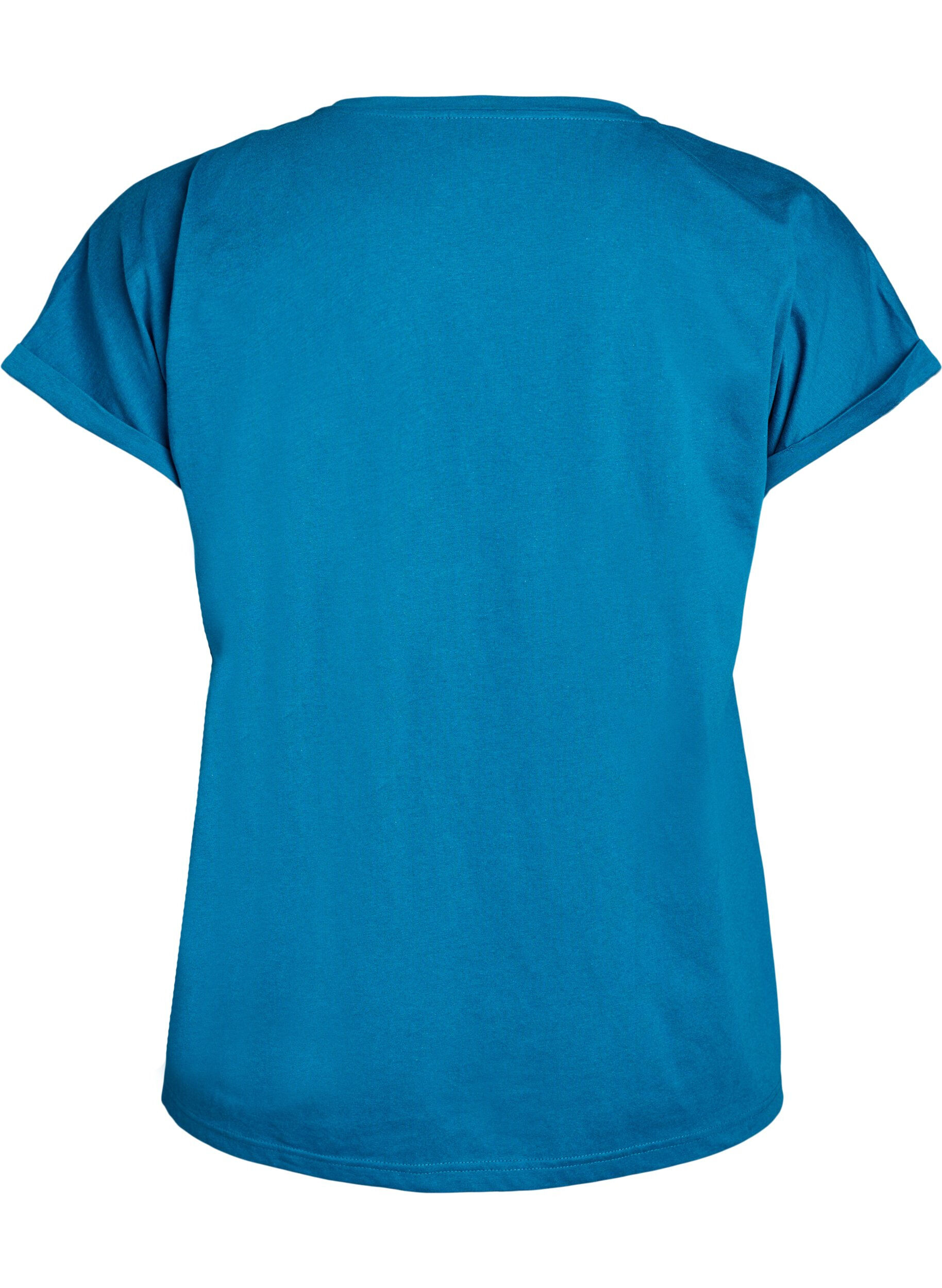 ZizziT-shirt &agrave; manches courtes en coton m&eacute;lang&eacute;, Bleu p&eacute;trole, Packshot image number 1