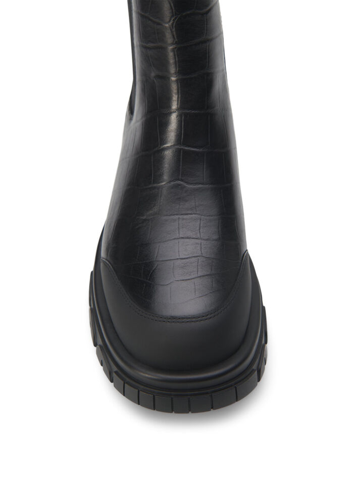 Bottine Chelsea croco en cuir, Black, Packshot image number 3