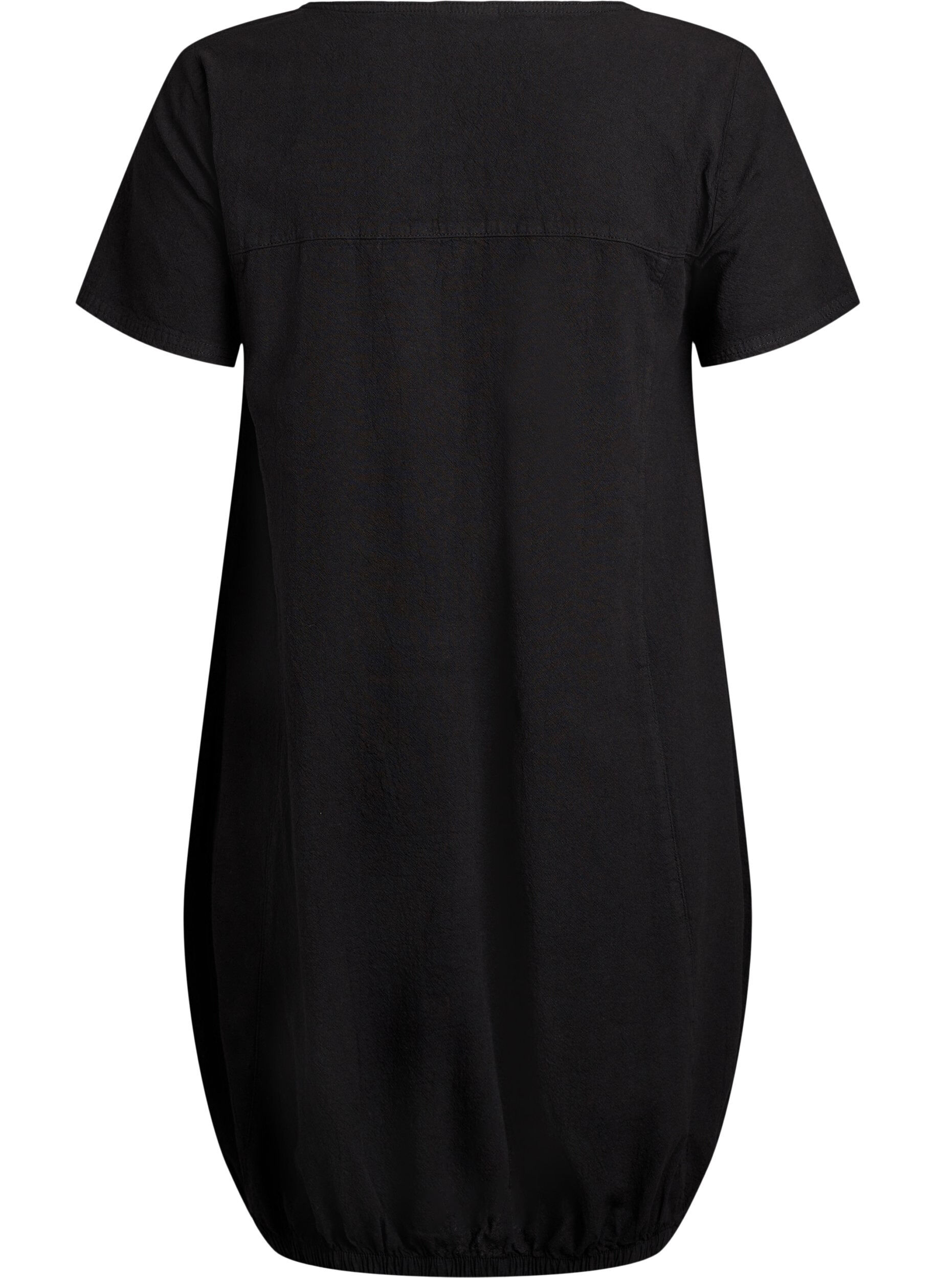 ZizziKurzarm Kleid aus Baumwolle, Schwarz, Packshot image number 1