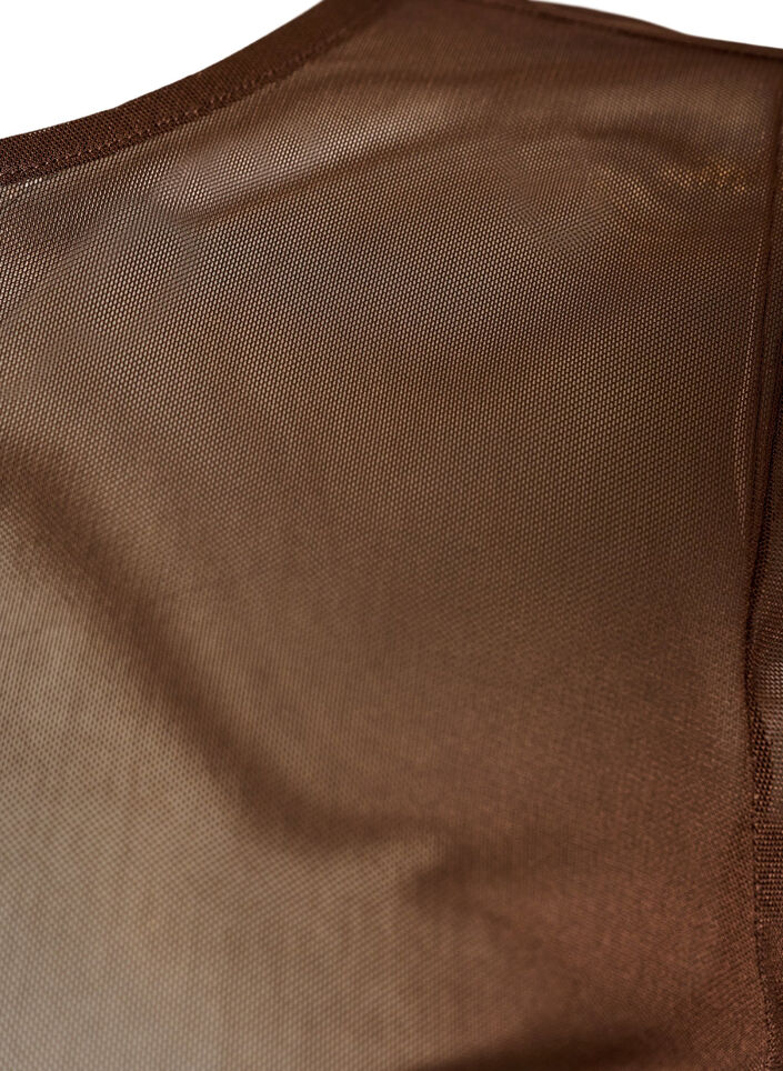 Top en maille avec manches courtes et col rond, Marron, Packshot image number 2