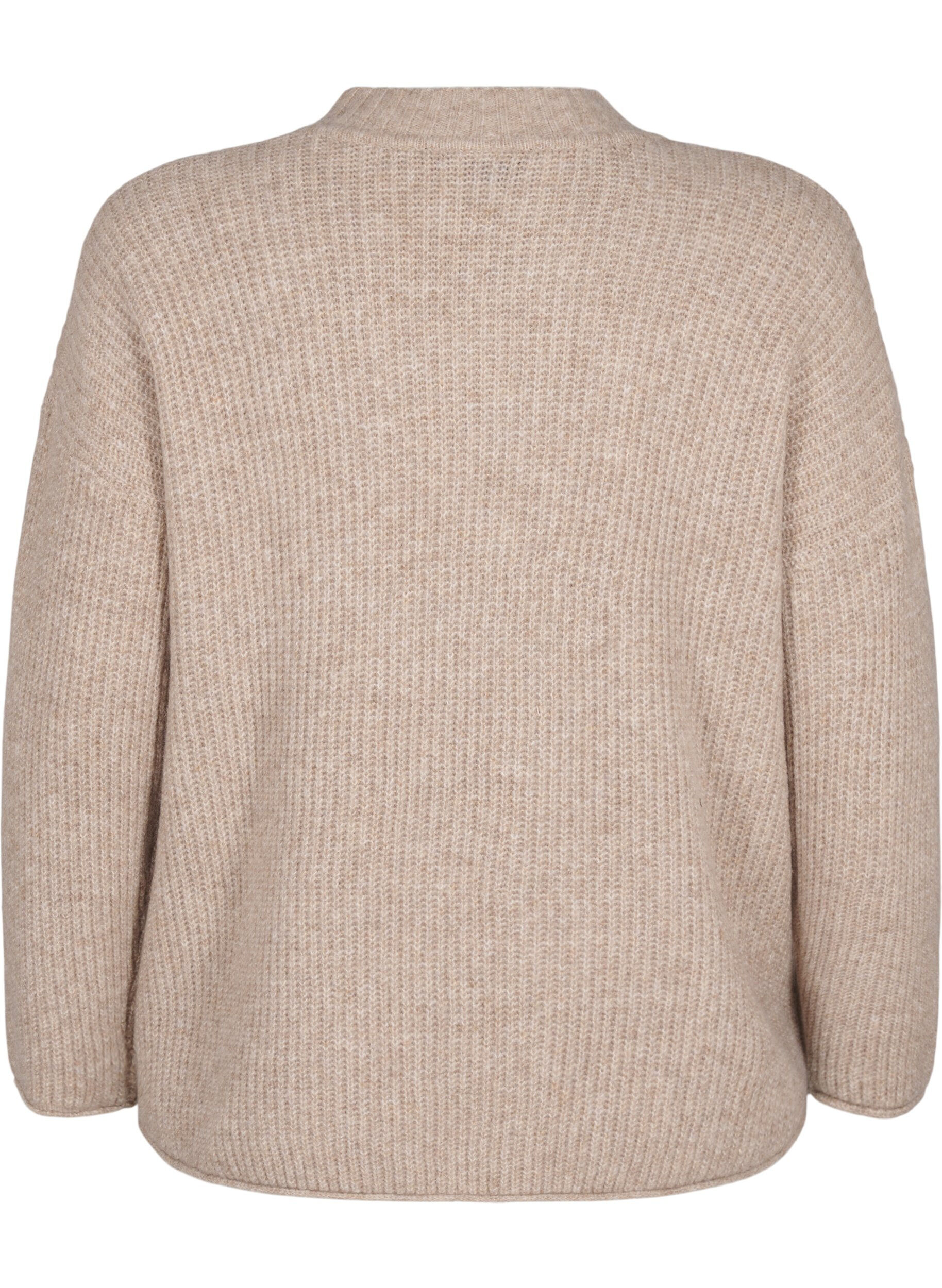 Zizzi Pullover mit Streifenmuster und langen &Auml;rmeln, Simply Taupe Mel., Packshot image number 1