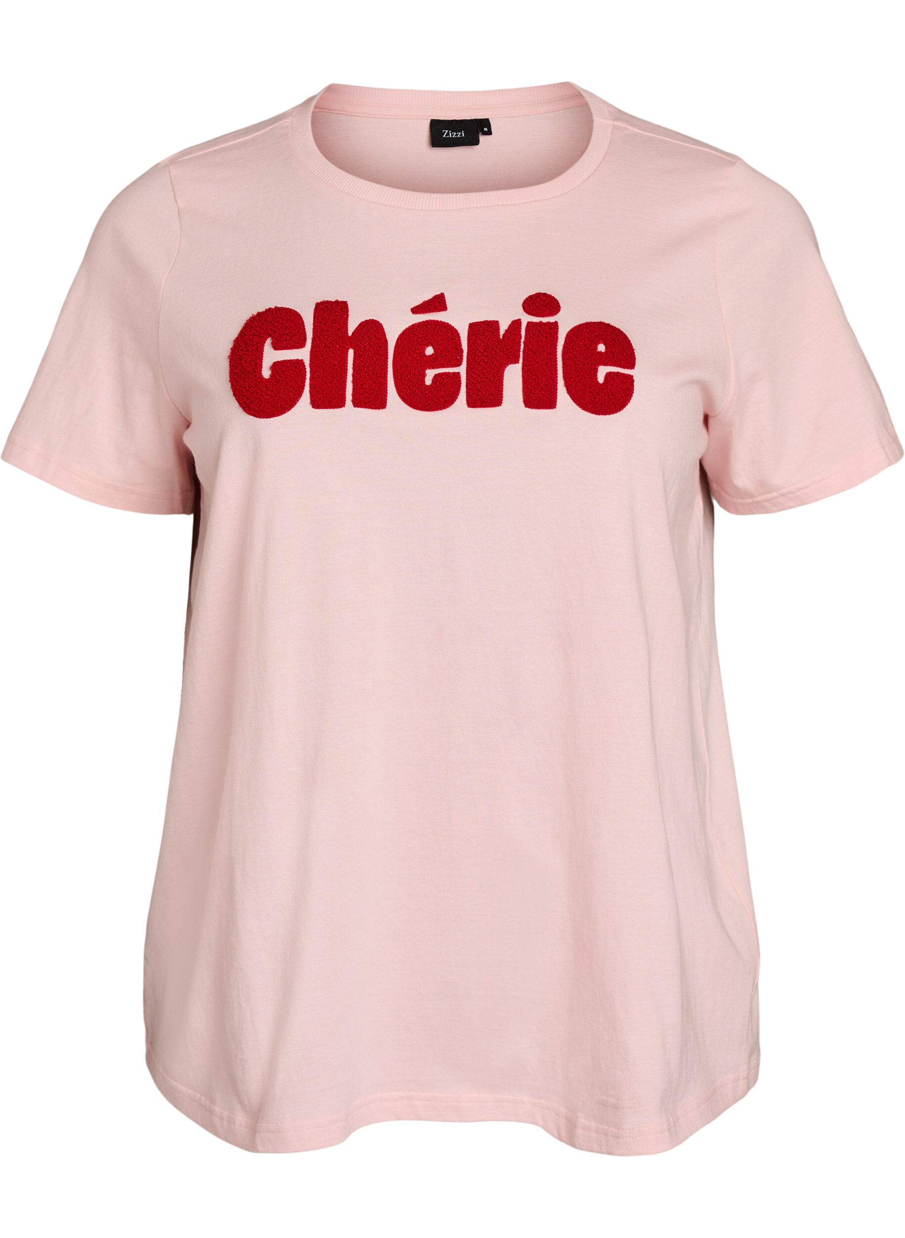 ZizziT-shirt en coton bio avec imprim&eacute; sur le devant, Rose, Packshot image number 0