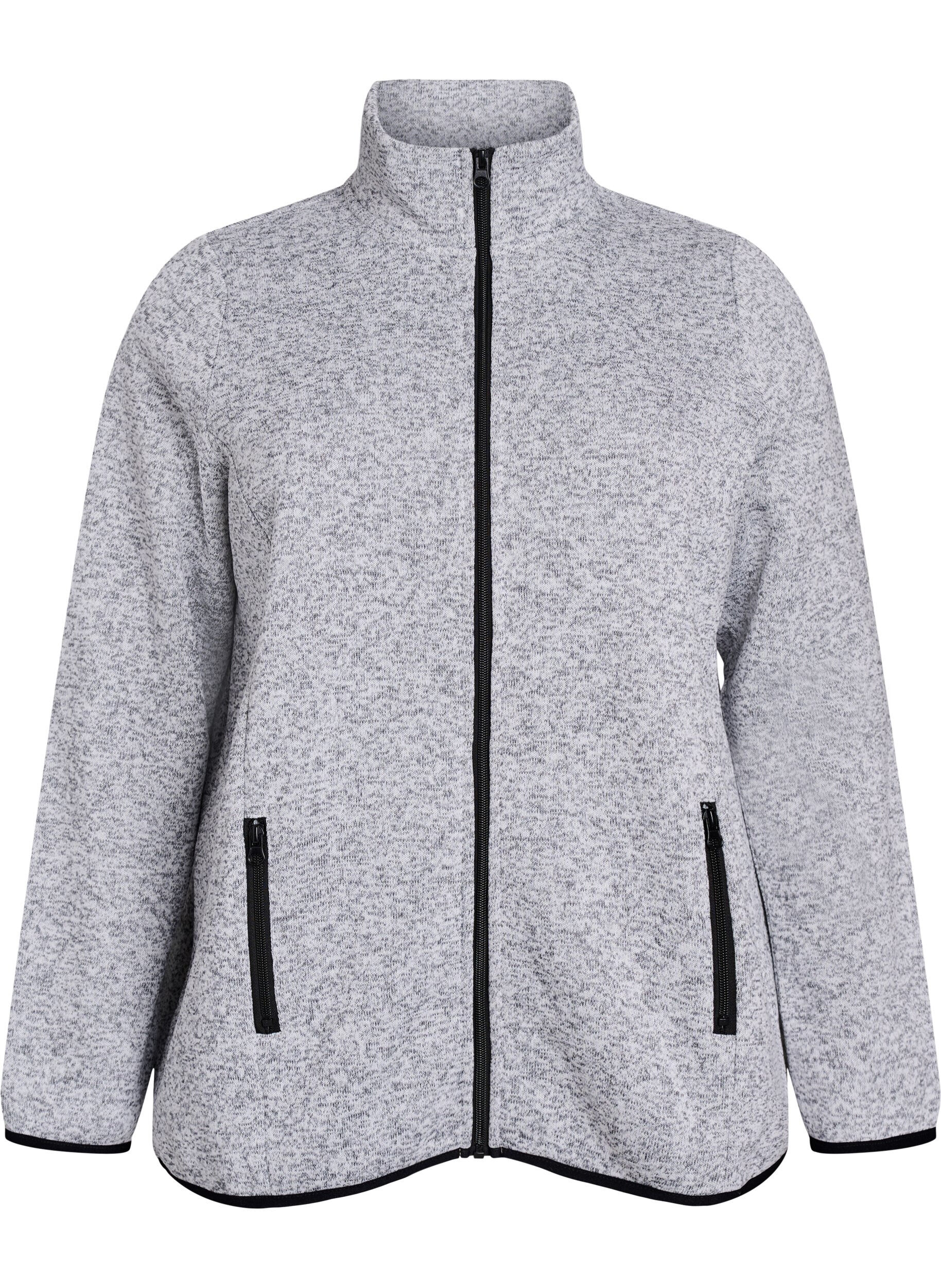 Zizzi Cardigan en jersey avec un col haut et une fermeture &eacute;clair, Gris, Packshot image number 0