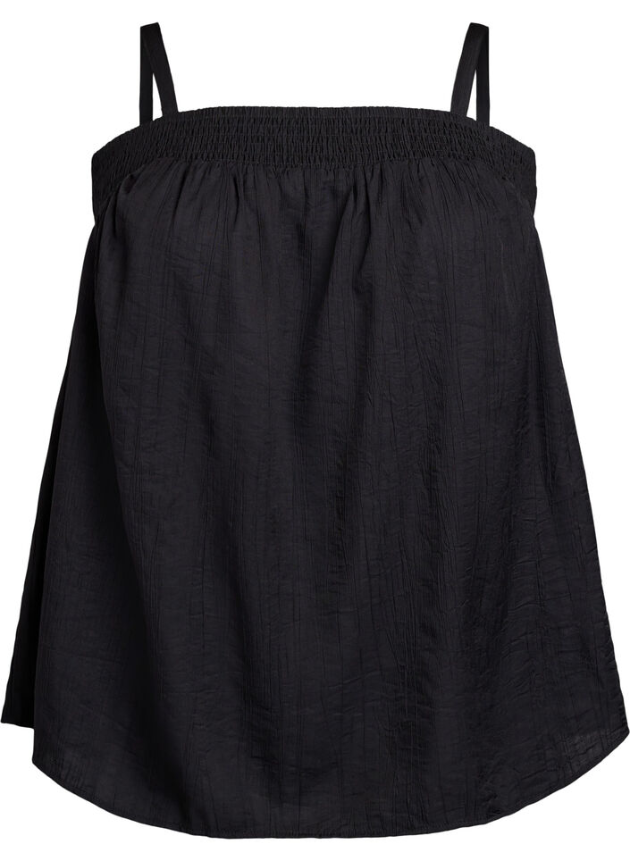 Haut en viscose avec fines bretelles, Noir, Packshot image number 0