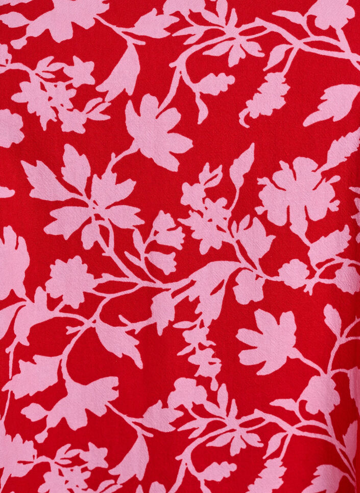 Kurzes A-Linien-Kleid mit floralem Print, Rot, Packshot image number 2