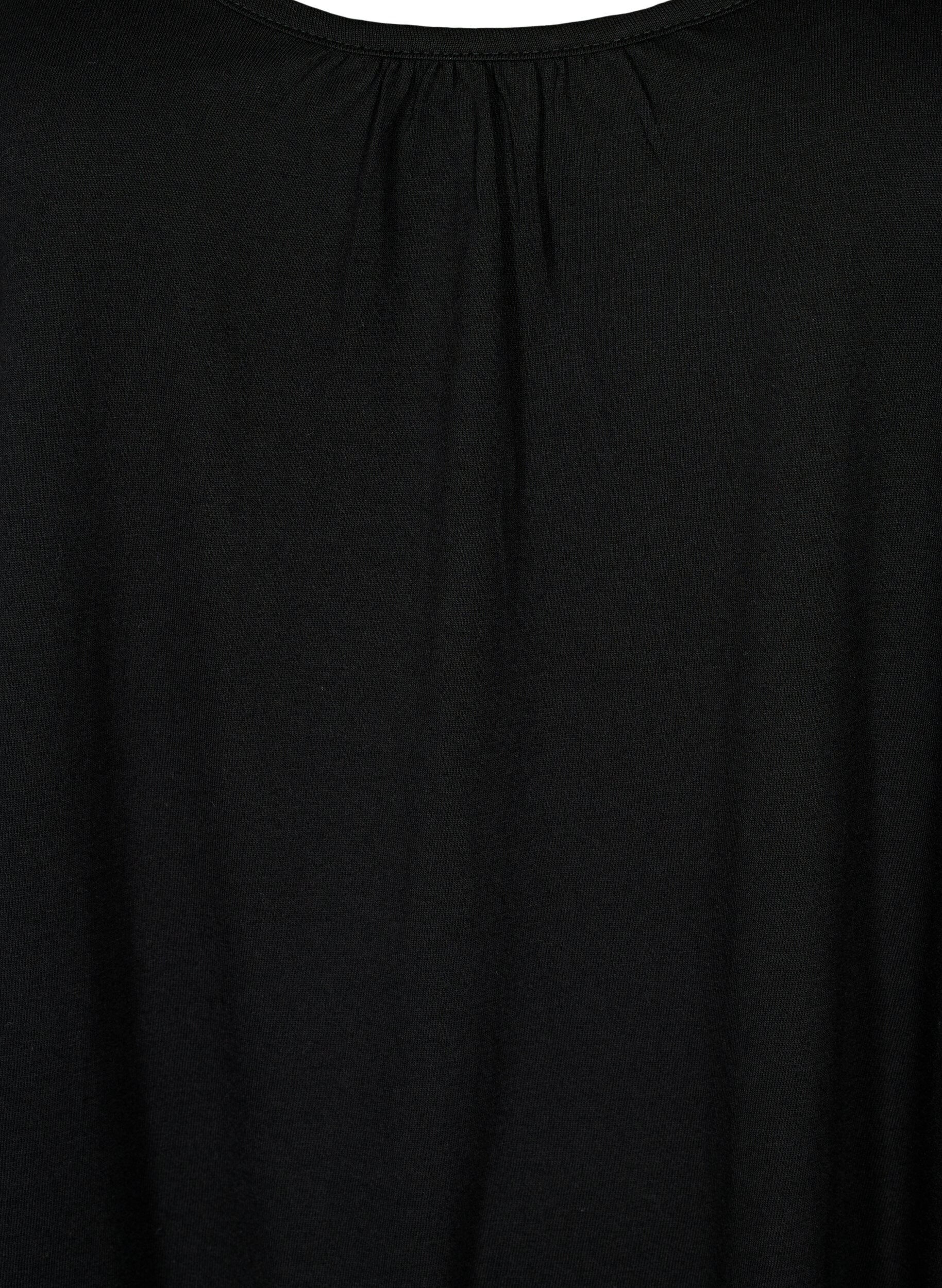 Zizzi Top 2-pack en coton m&eacute;lang&eacute;, Deep Lavender/Black, Packshot image number 3