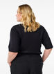 Bluse aus geripptem Jersey mit kurzen &Auml;rmeln, Schwarz, Model image number 2