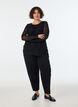 Mesh-Bluse mit Paisley-Print und asymmetrischem Saum, Schwarz, Model image number 1