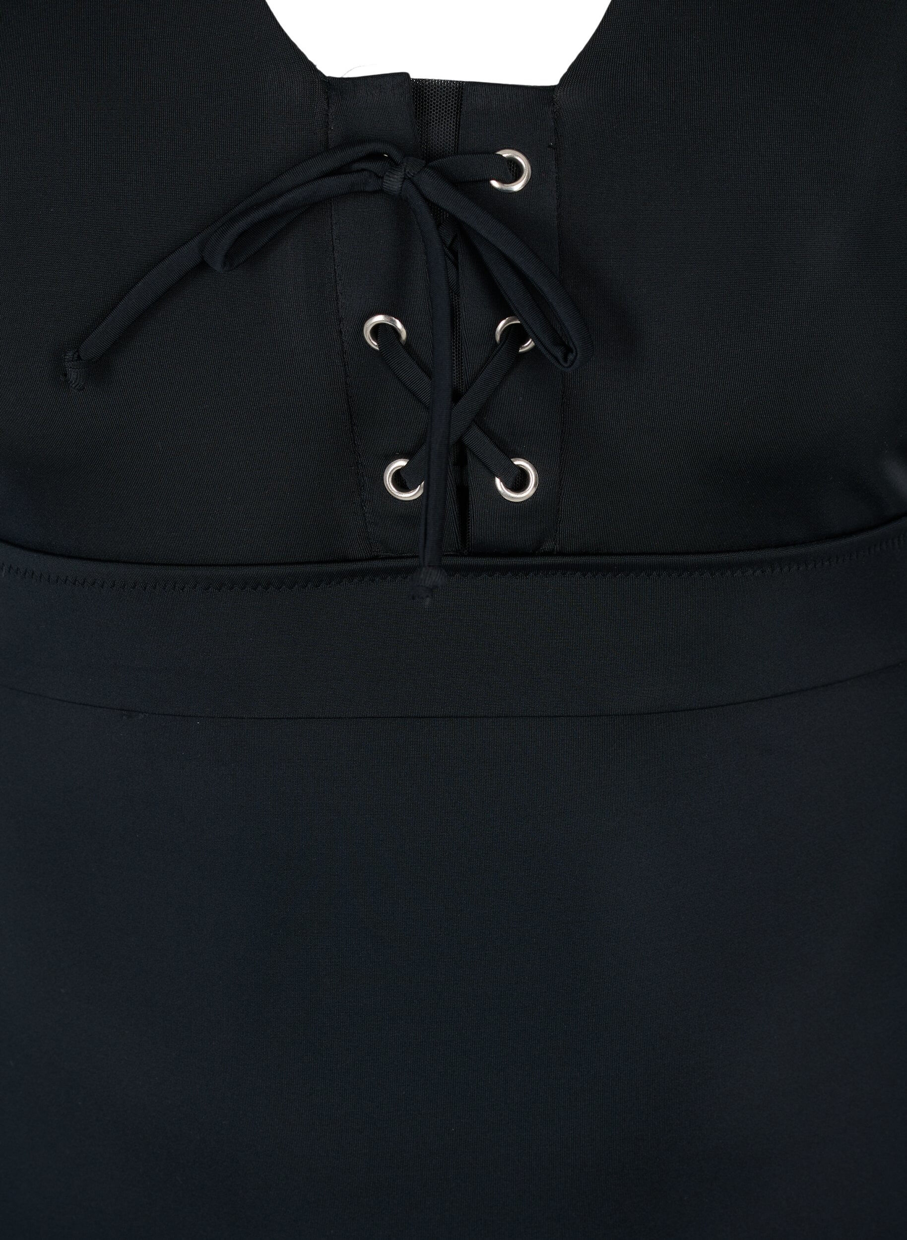 Zizzi Maillot de bain avec d&eacute;tail en cordon, Black, Packshot image number 2