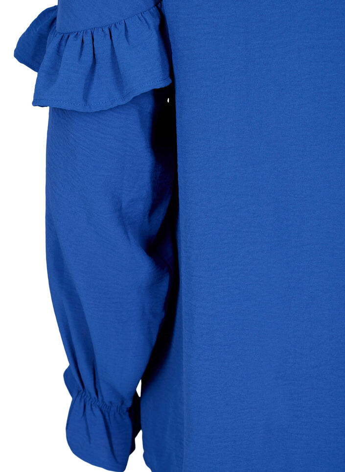 Blouse avec volants et boutons, Deep Ultramarine, Packshot image number 3