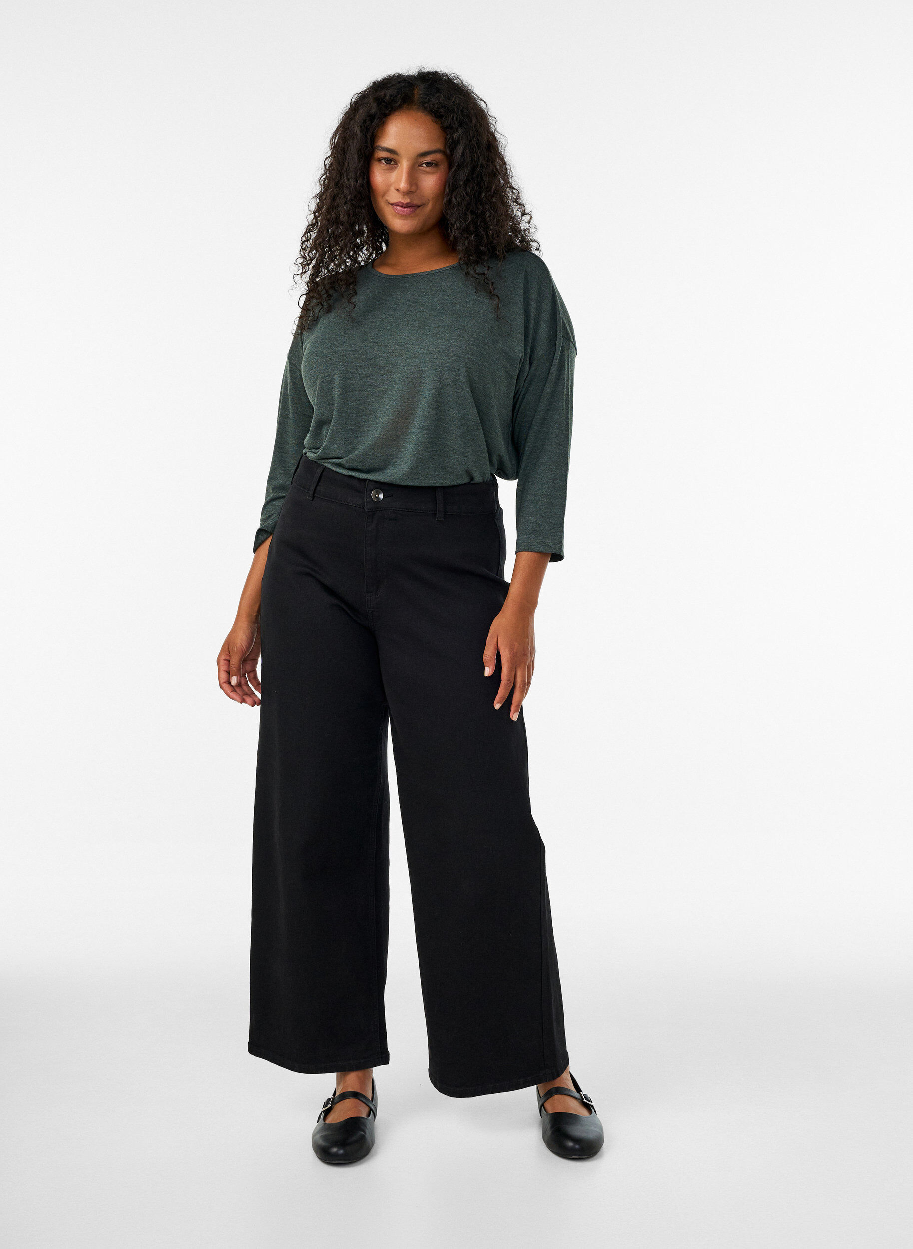 ZizziBluse aus Jersey mit 3/4-&Auml;rmeln , Gr&uuml;n, Model image number 1