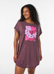 Chemise de nuit &agrave; manches courtes avec imprim&eacute; de texte, Bordeaux fonc&eacute;, Model image number 0