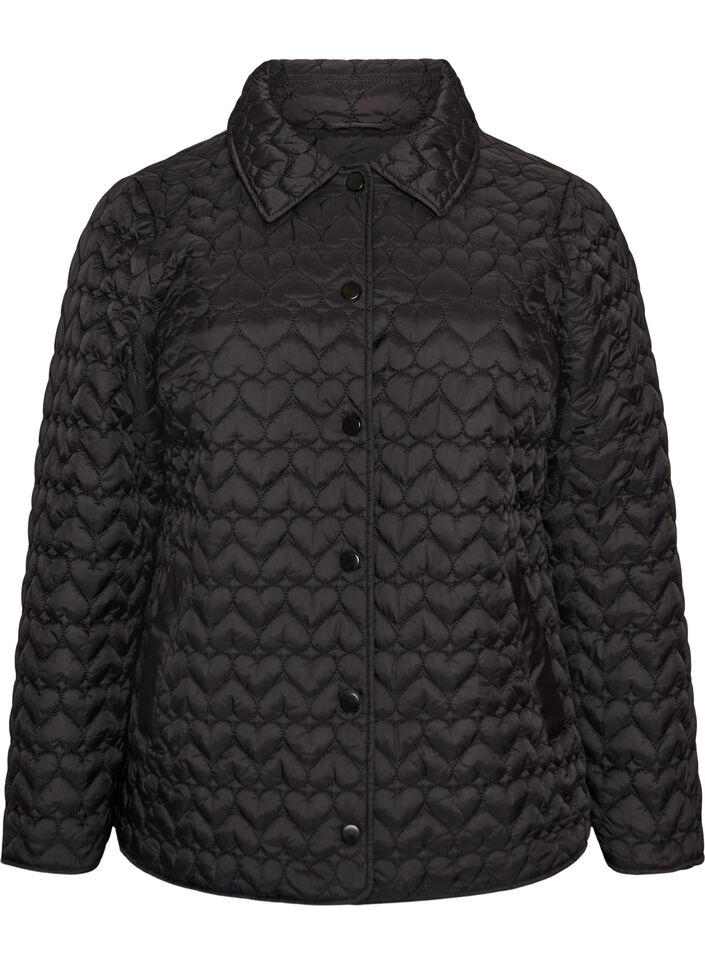 Veste l&eacute;g&egrave;rement matelass&eacute;e &agrave; surpiq&ucirc;res d&eacute;coratives, Noir, Packshot image number 0