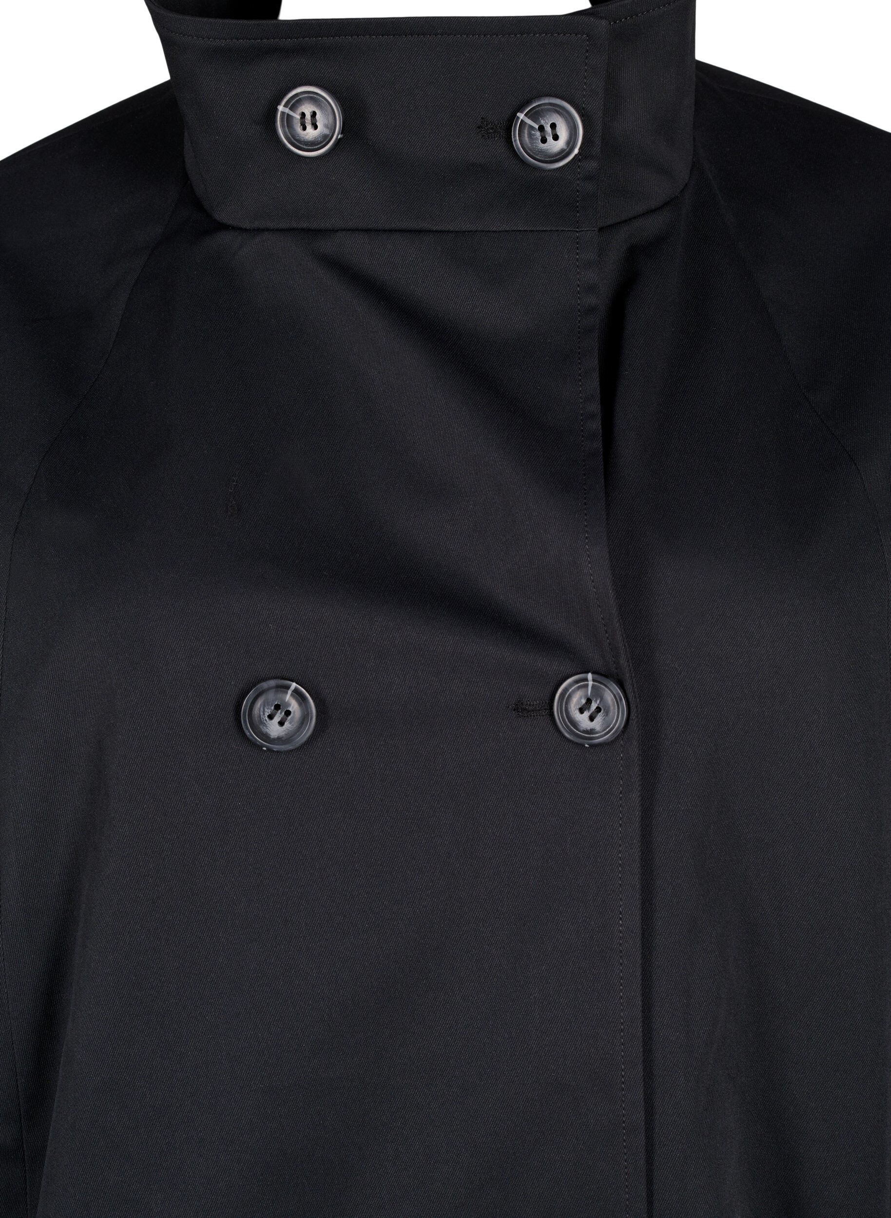 Zizzi Veste de printemps hydrofuge avec coupe en A, Noir, Packshot image number 2