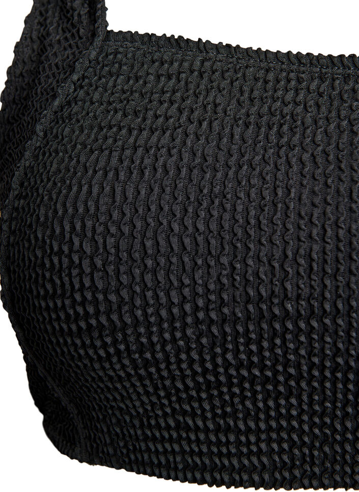 Bikinioberteil aus Krepp mit verstellbaren Trägern, Schwarz, Packshot image number 2