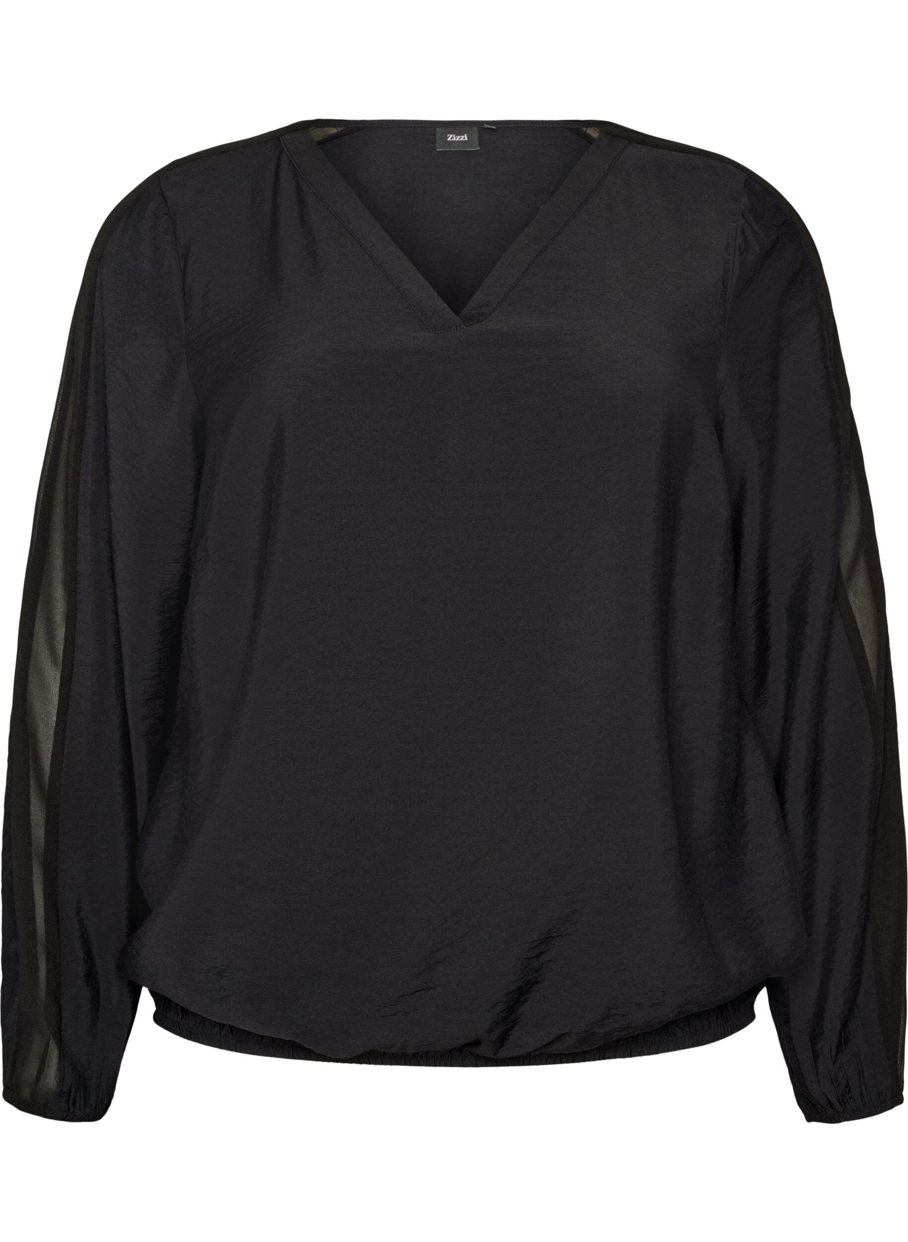ZizziBluse mit Balloneffekt und Chiffondetails, Schwarz, Packshot image number 0