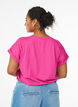 T-shirt &agrave; manches courtes en m&eacute;lange de coton, Rose, Model image number 2