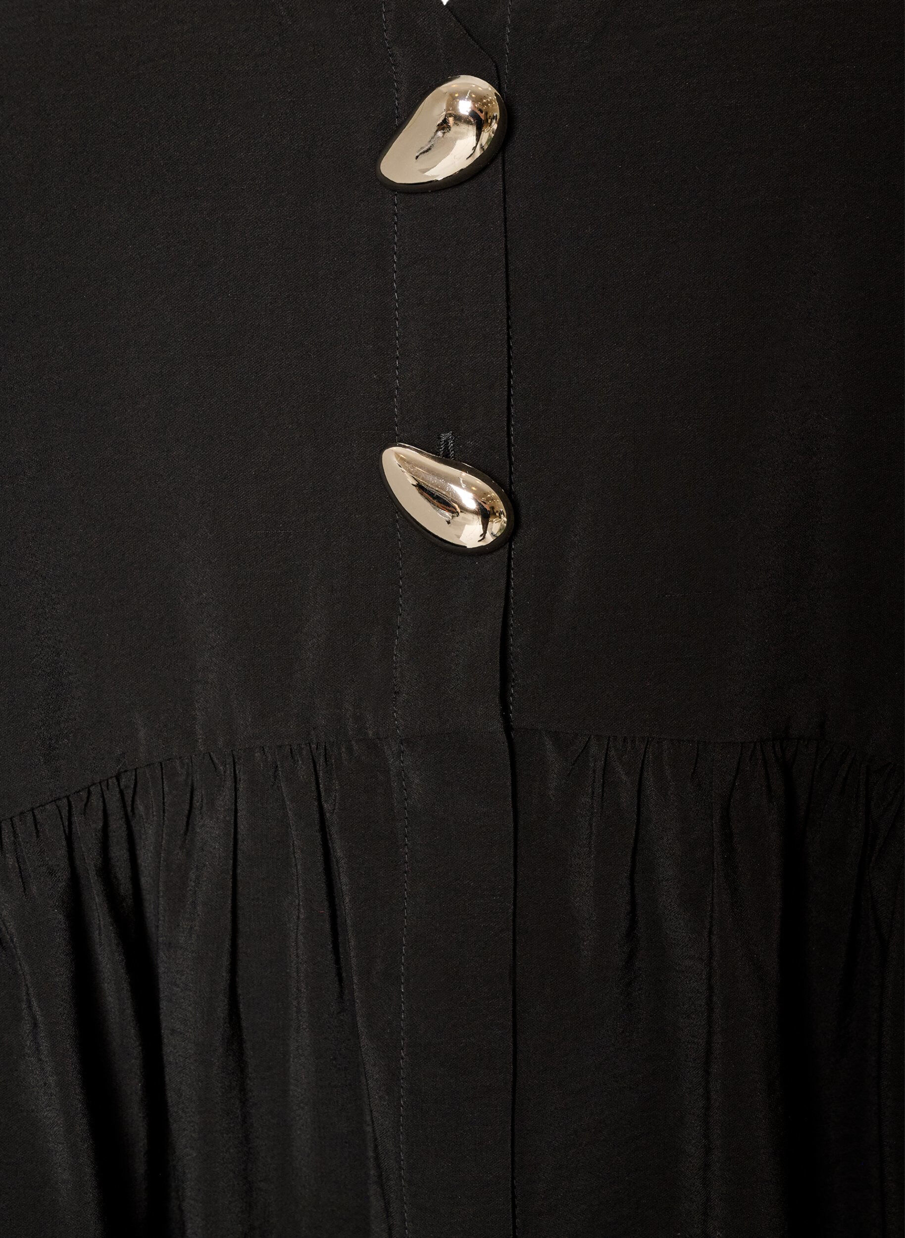 ZizziBlouse p&eacute;plum sans manches avec boutons d&eacute;coratifs, Noir, Packshot image number 2