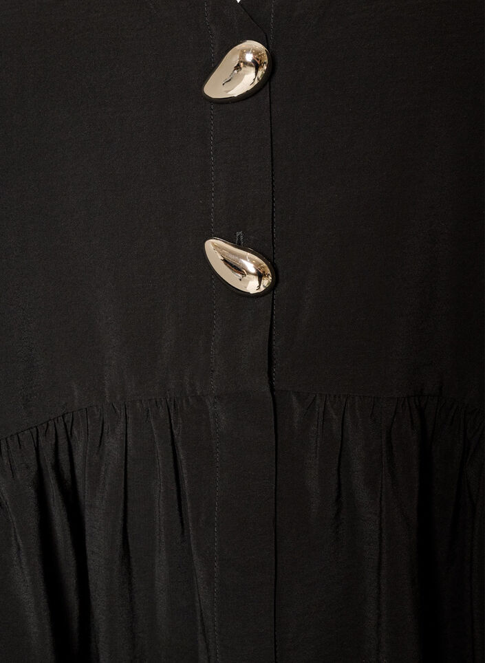 Blouse p&eacute;plum sans manches avec boutons d&eacute;coratifs, Noir, Packshot image number 2