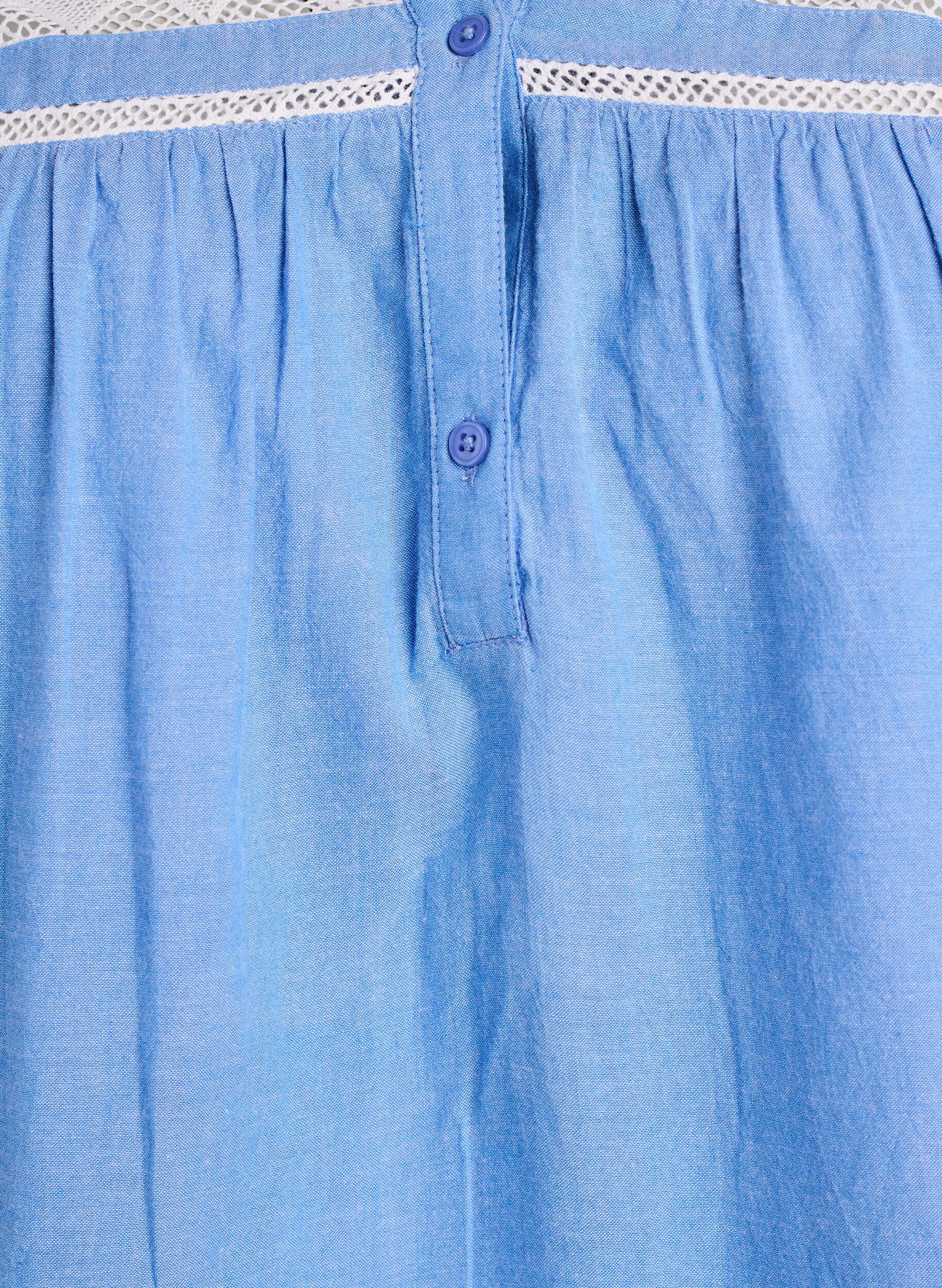 ZizziBlouse sans manches en coton &agrave; bords volant&eacute;s, Bleu Clair, Packshot image number 2