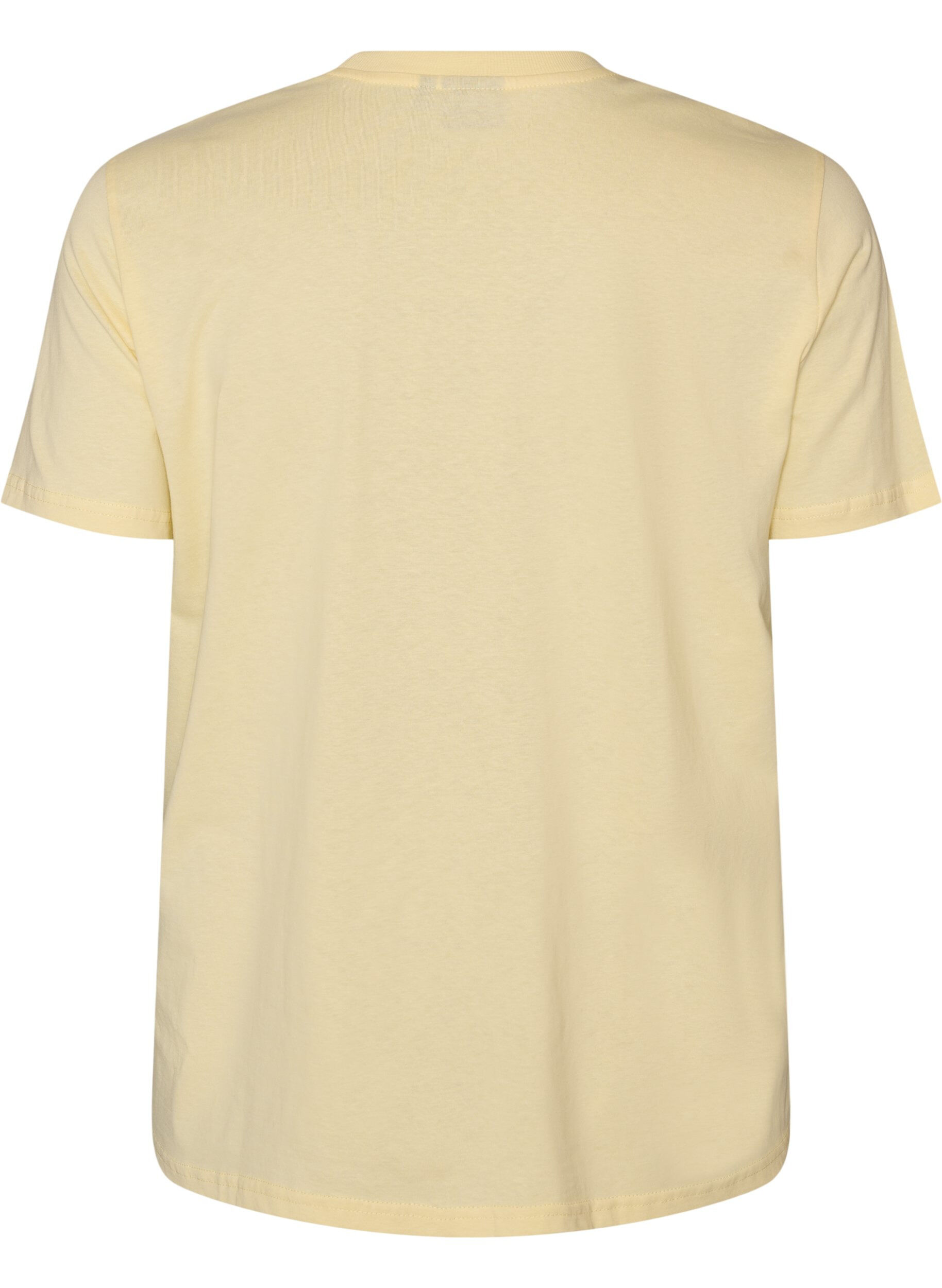 ZizziBasic T-Shirt aus Baumwolle mit Rundhalsausschnitt, Gelb, Packshot image number 1