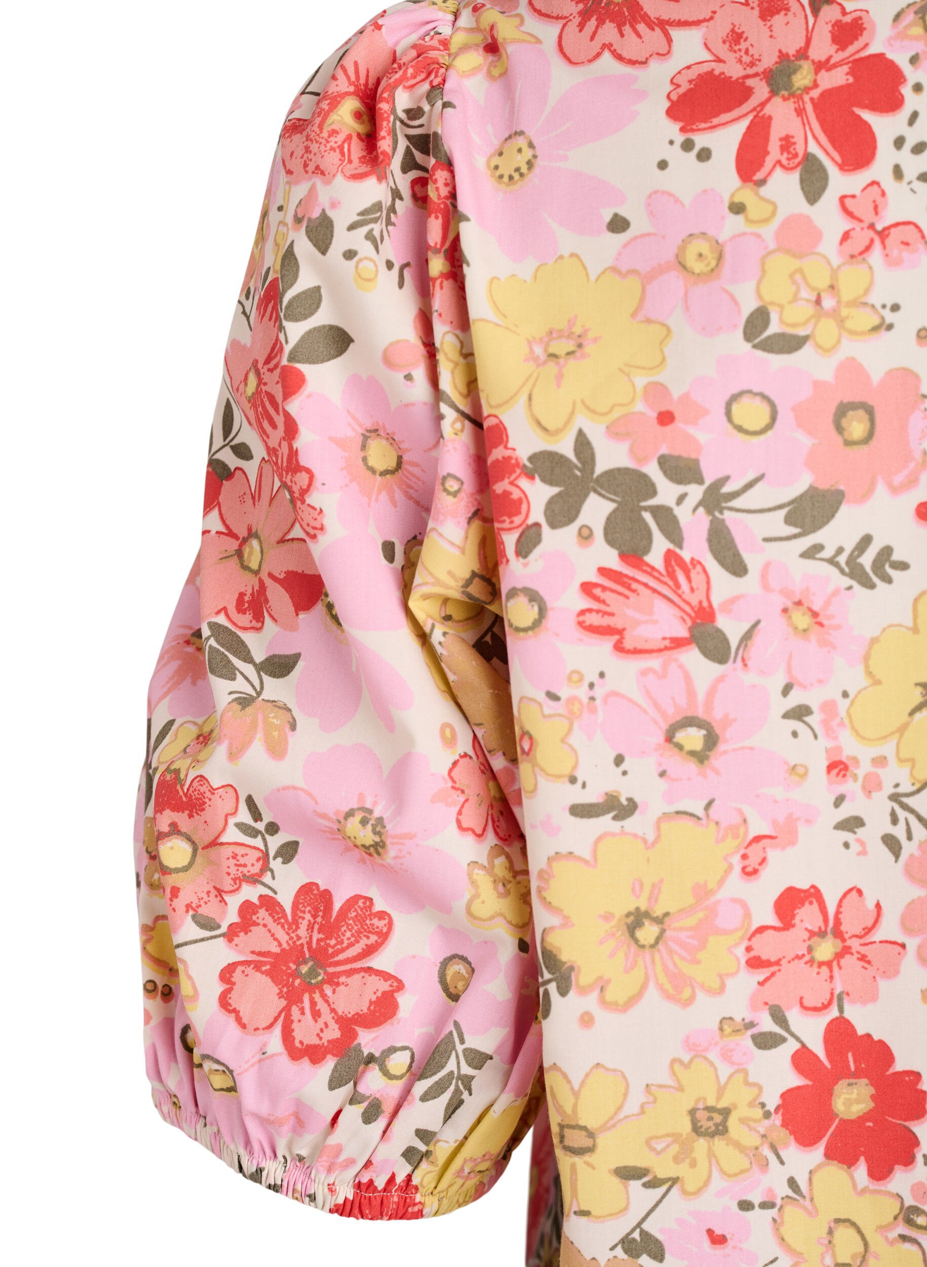 ZizziBlouse florale avec broderie ajour&eacute;e et col V, Rose, Packshot image number 3