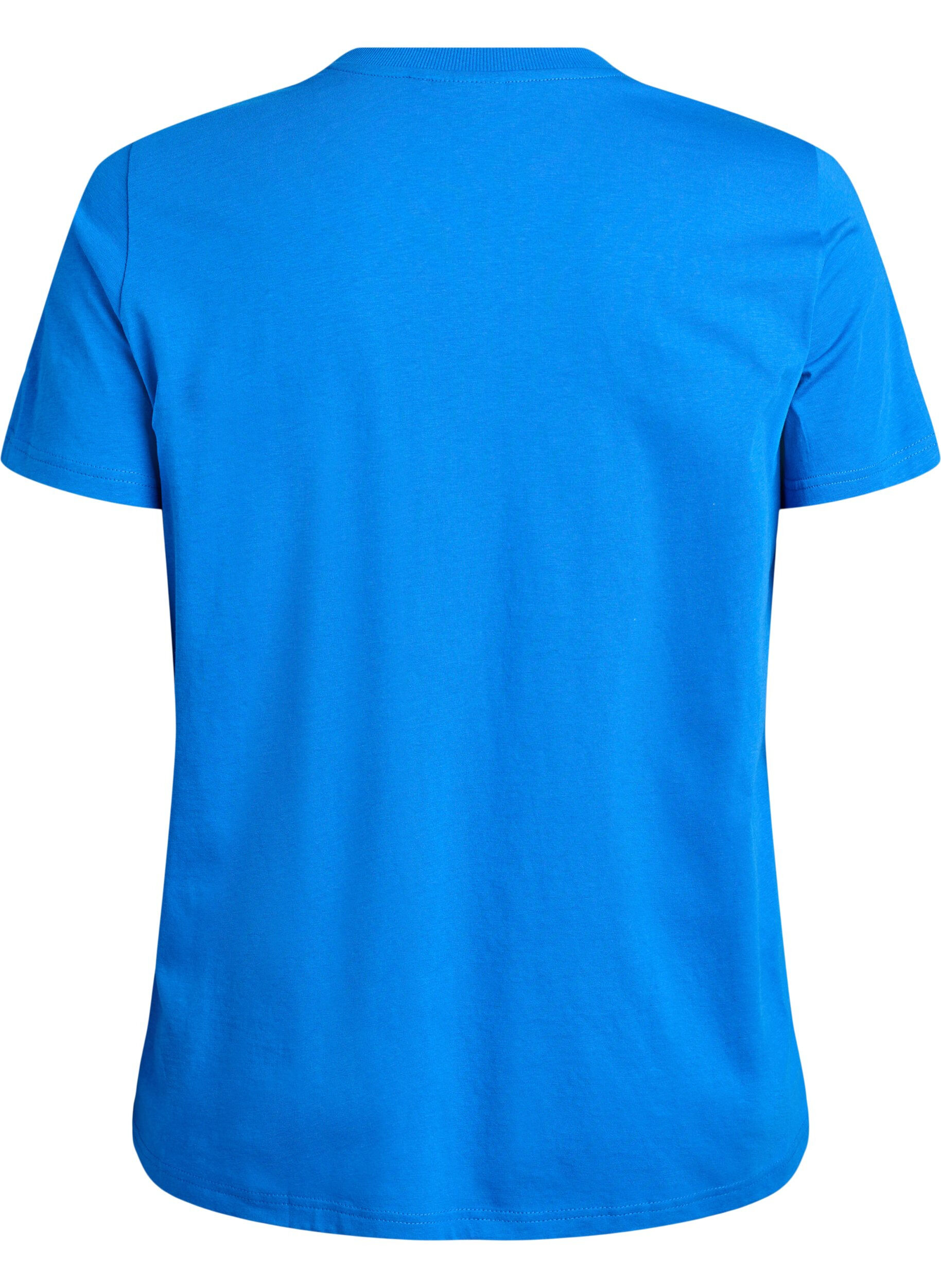 Zizzi Basic T-Shirt aus Baumwolle mit Rundhalsausschnitt, Blau, Packshot image number 1