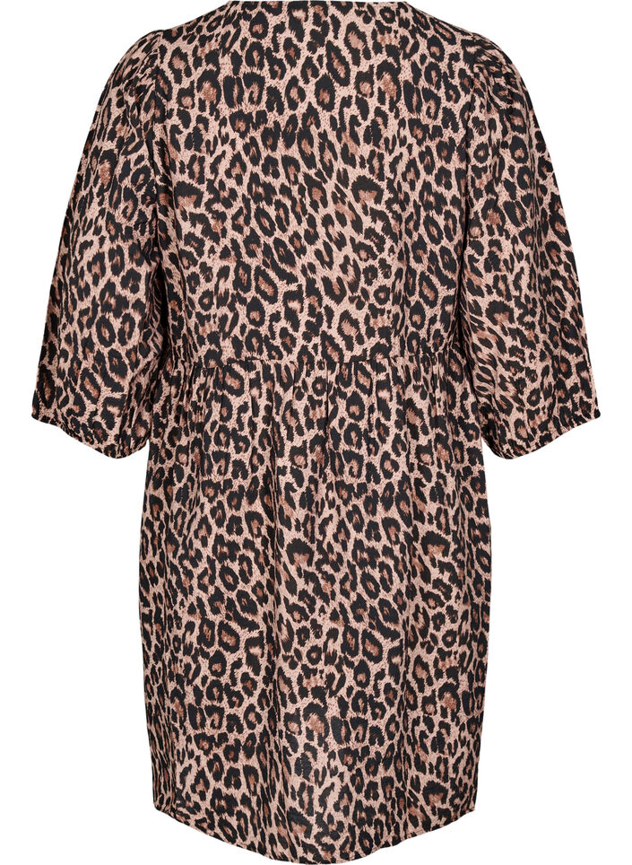 Robe avec décoration nœuds et manches 3/4, LEO AOP, Packshot image number 1