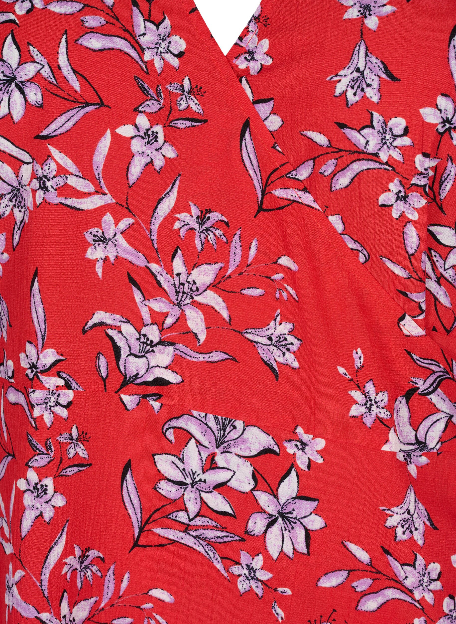 Zizzi FLASH - Robe portefeuille &agrave; manches courtes, Poinsettia Flower, Packshot image number 2