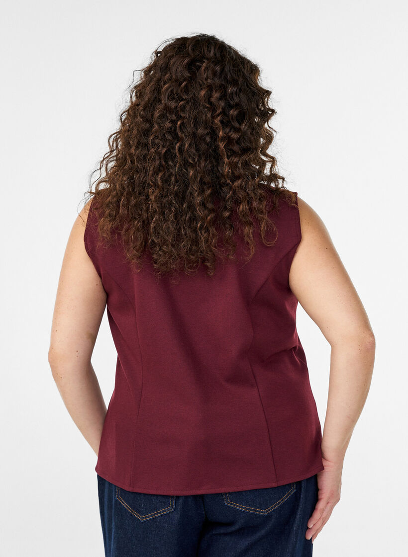 Ärmellose Bluse mit Zierknöpfen, Rot, Model image number 2