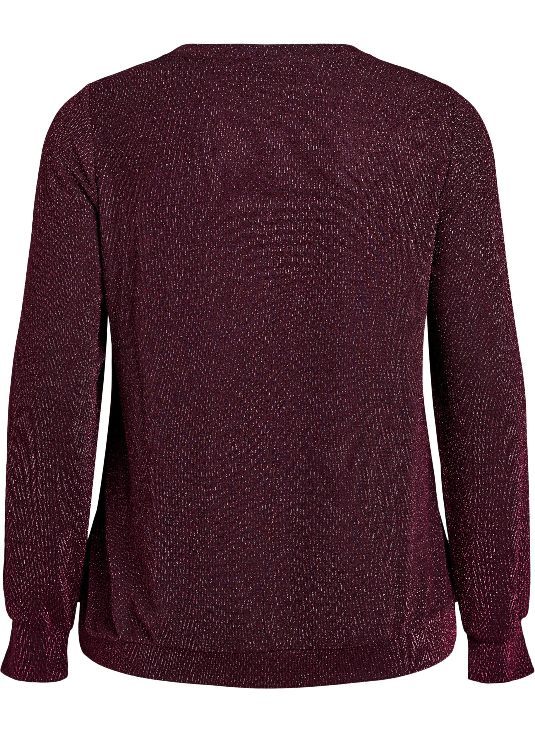ZizziBluse mit Fischgr&auml;tenmuster und Glitzerfaden, Dunkles Bordeaux, Packshot image number 1