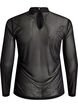 Enganliegende Mesh-Bluse mit langen &Auml;rmeln, Schwarz, Packshot image number 1