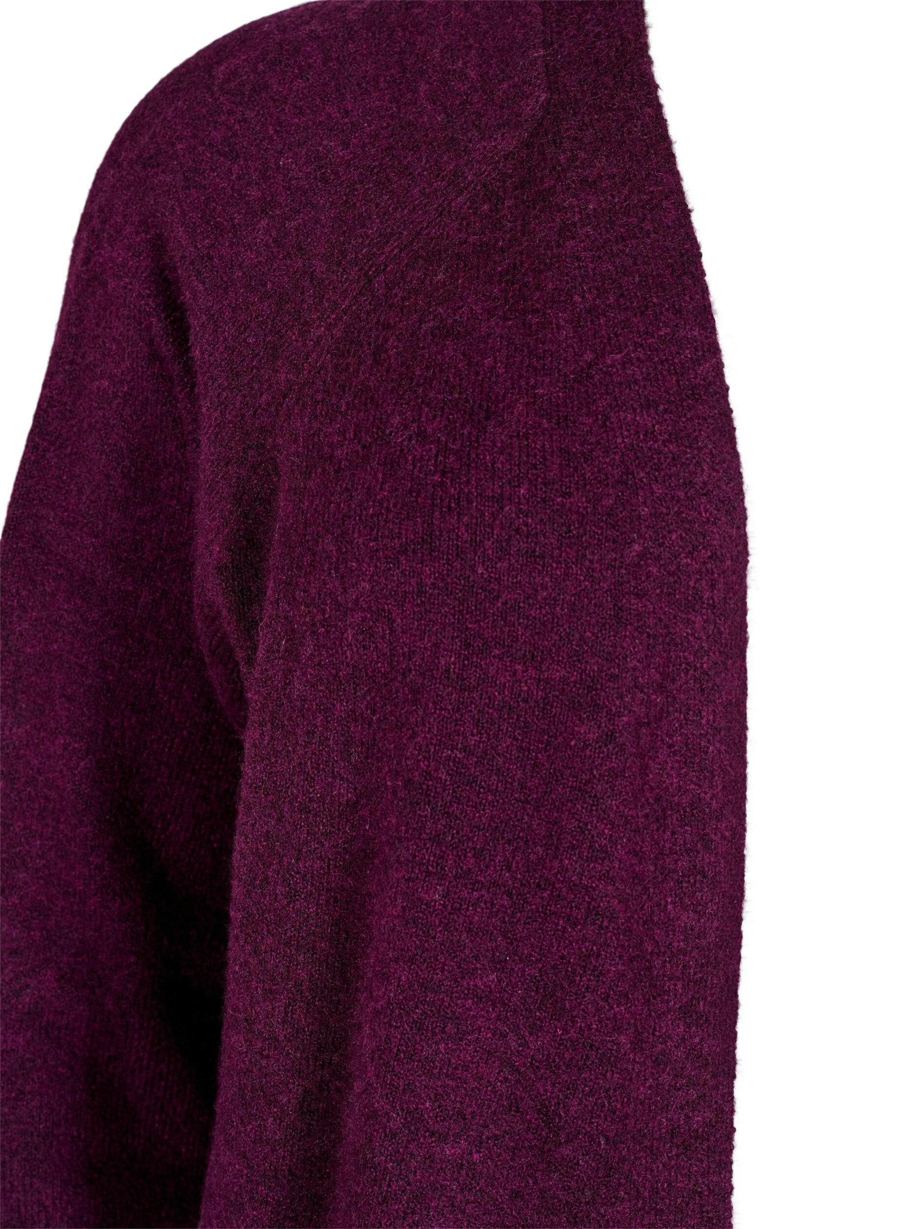 Zizzi Cardigan long avec des poches, Potent Purple Mel., Packshot image number 2