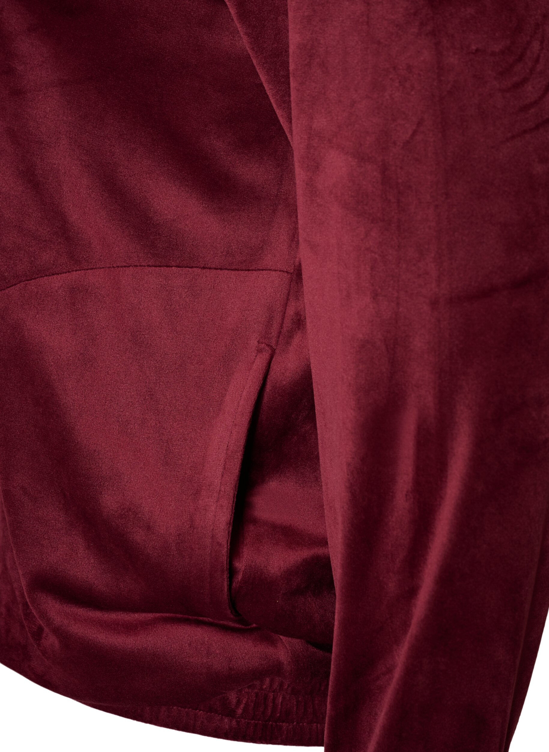 ZizziCardigan en velours doux avec fermeture zipp&eacute;e et col montant, Bordeaux, Packshot image number 3