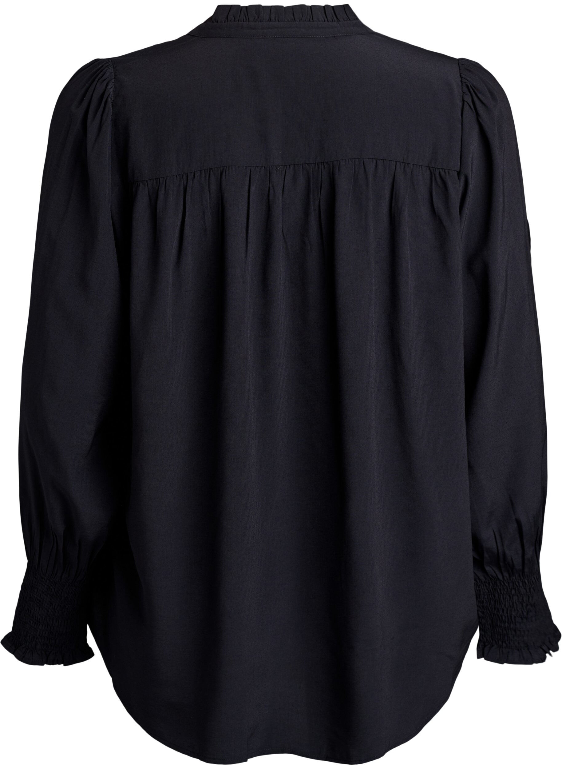 ZizziBlouse avec col &agrave; volants et fronces, Noir, Packshot image number 1