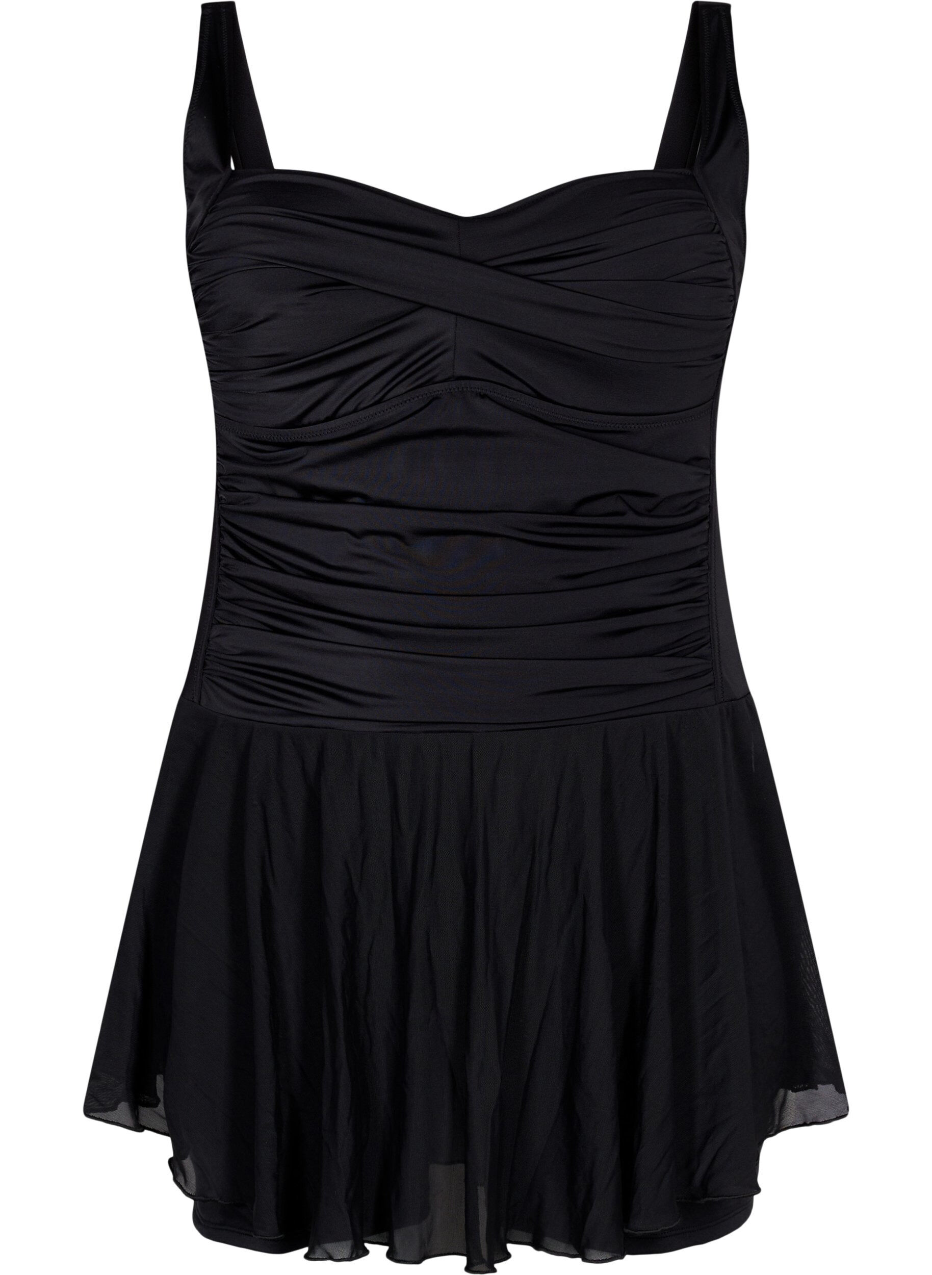Zizzi Robe de bain avec jupe et short int&eacute;rieur, Black, Packshot image number 0