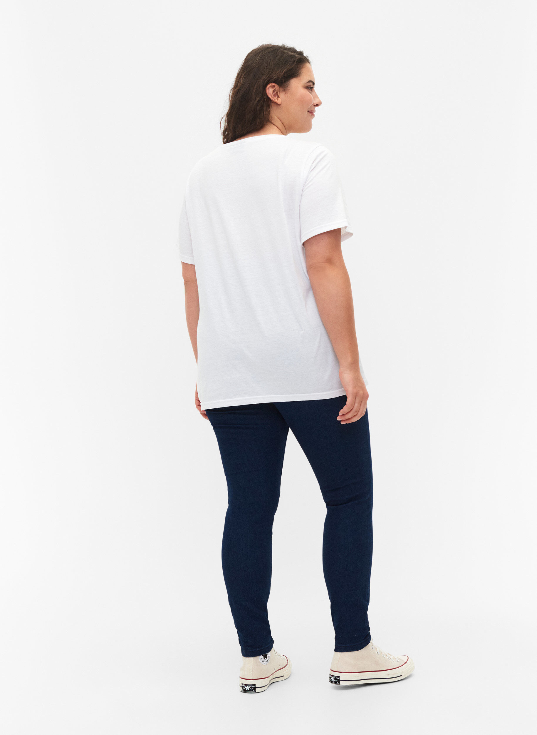 Zizzi FLASH - Eng anliegende Jeggings mit hoher Taille, Blue denim, Model image number 1