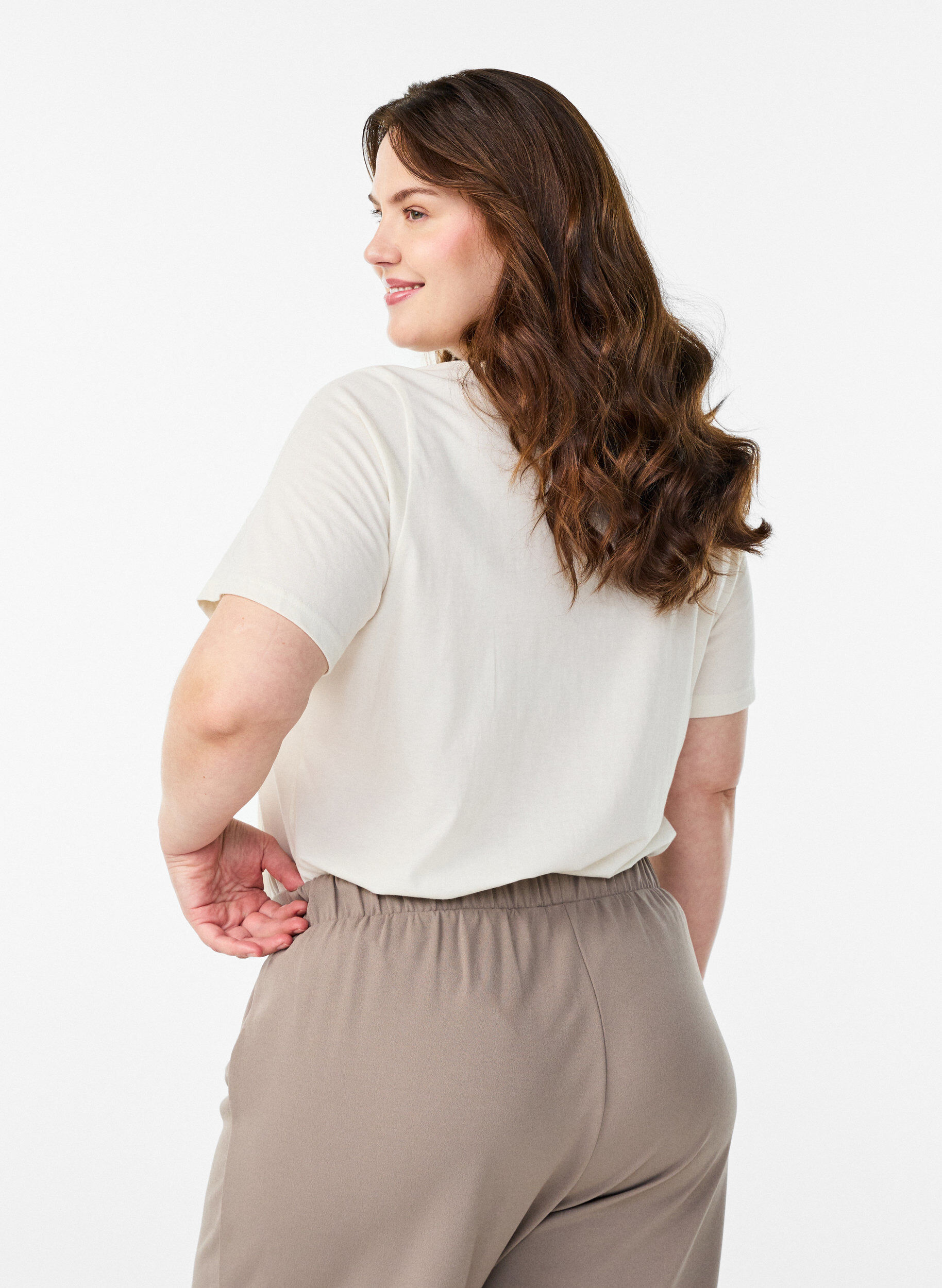 Zizzi T-shirt imprim&eacute;, Blanc, Model image number 2