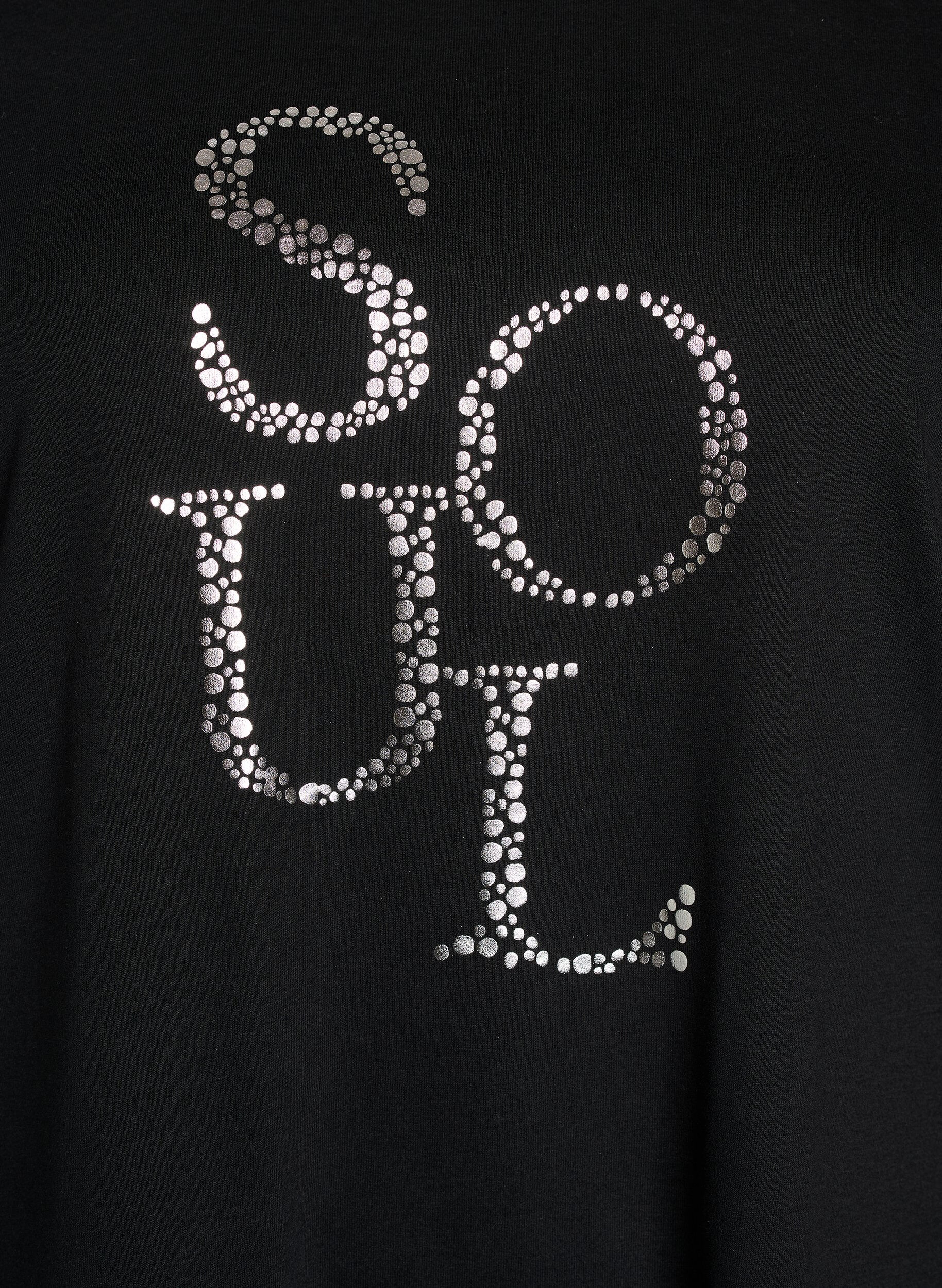 Zizzi T-shirt imprim&eacute;, Noir, Packshot image number 2