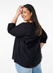 Baumwollbluse mit V-Ausschnitt, Schwarz, Model image number 2
