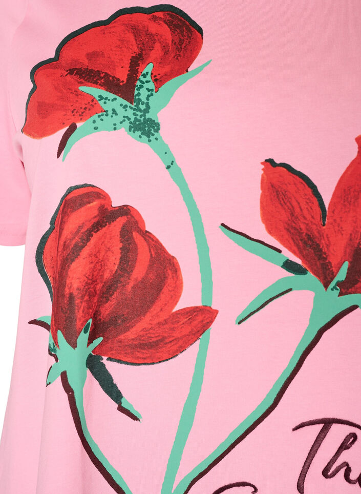 T-shirt en coton avec imprim&eacute; devant, Rose, Packshot image number 2